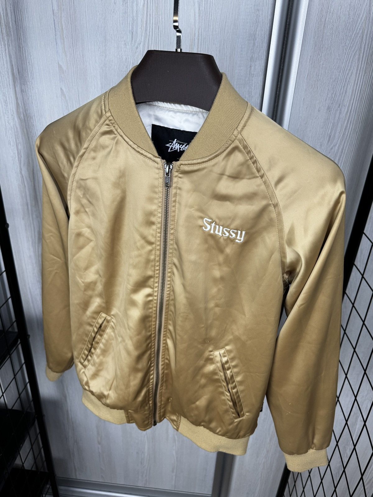 Stussy Stussy Gold Satin California Womens Bomber Jacket Floral Zip Size XS / US 0-2 / IT 36-38 - 9 Thumbnail