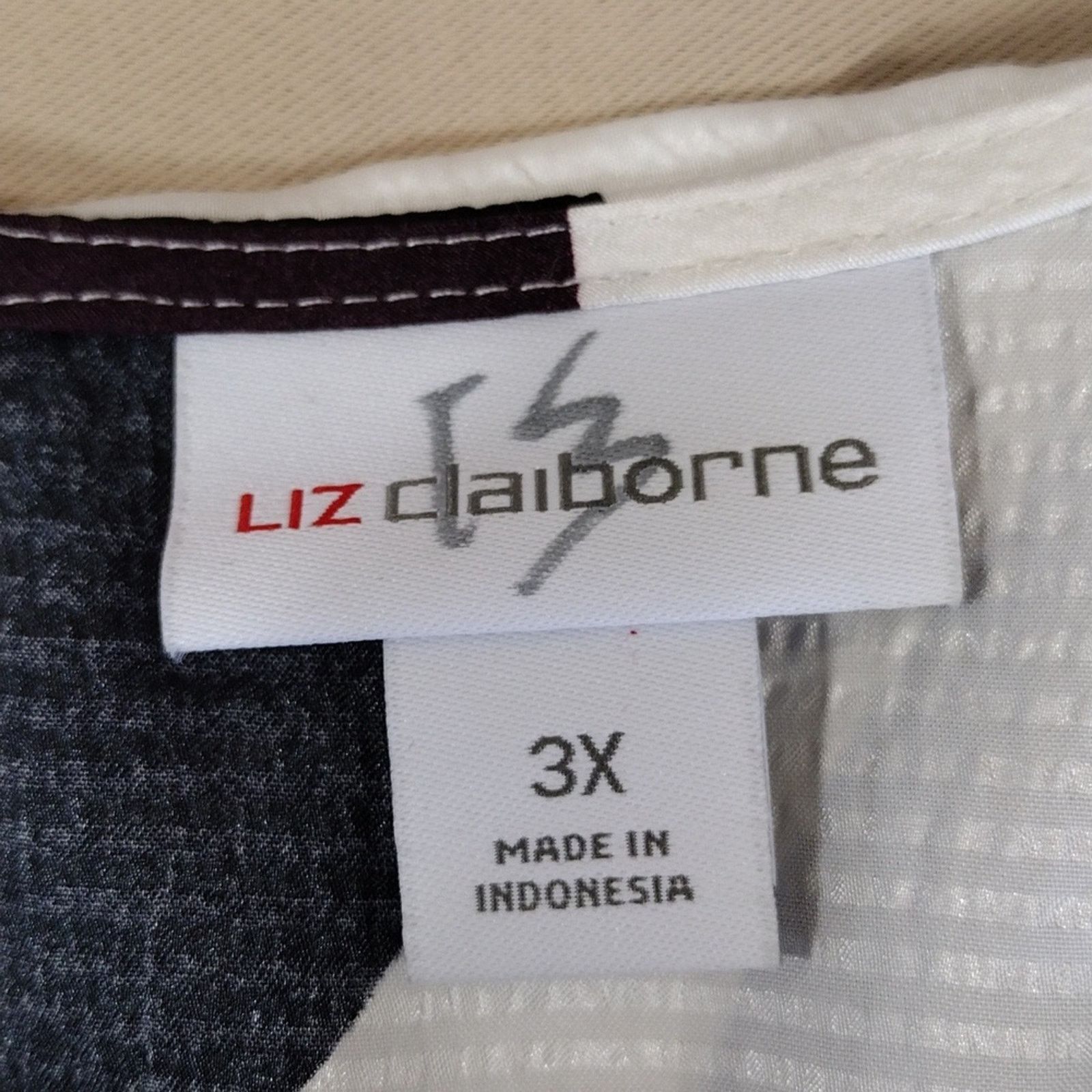 Liz Claiborne Liz Claiborne Plus Size Blue Black Geometric Formal Shirt Size 3XL / US 20-22 - 7 Thumbnail