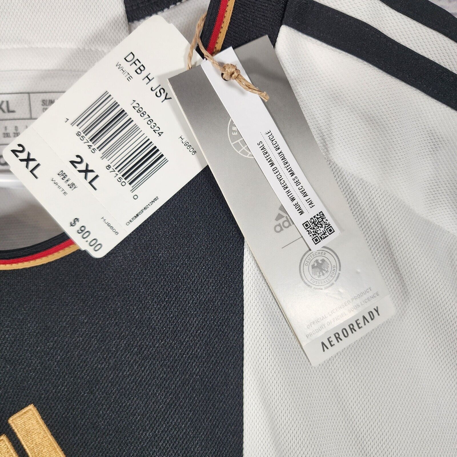 Adidas NWT Adidas German Deutscher Fussball-Bund 2X White Jersey 22 Size US XXL / EU 58 / 5 - 6 Thumbnail