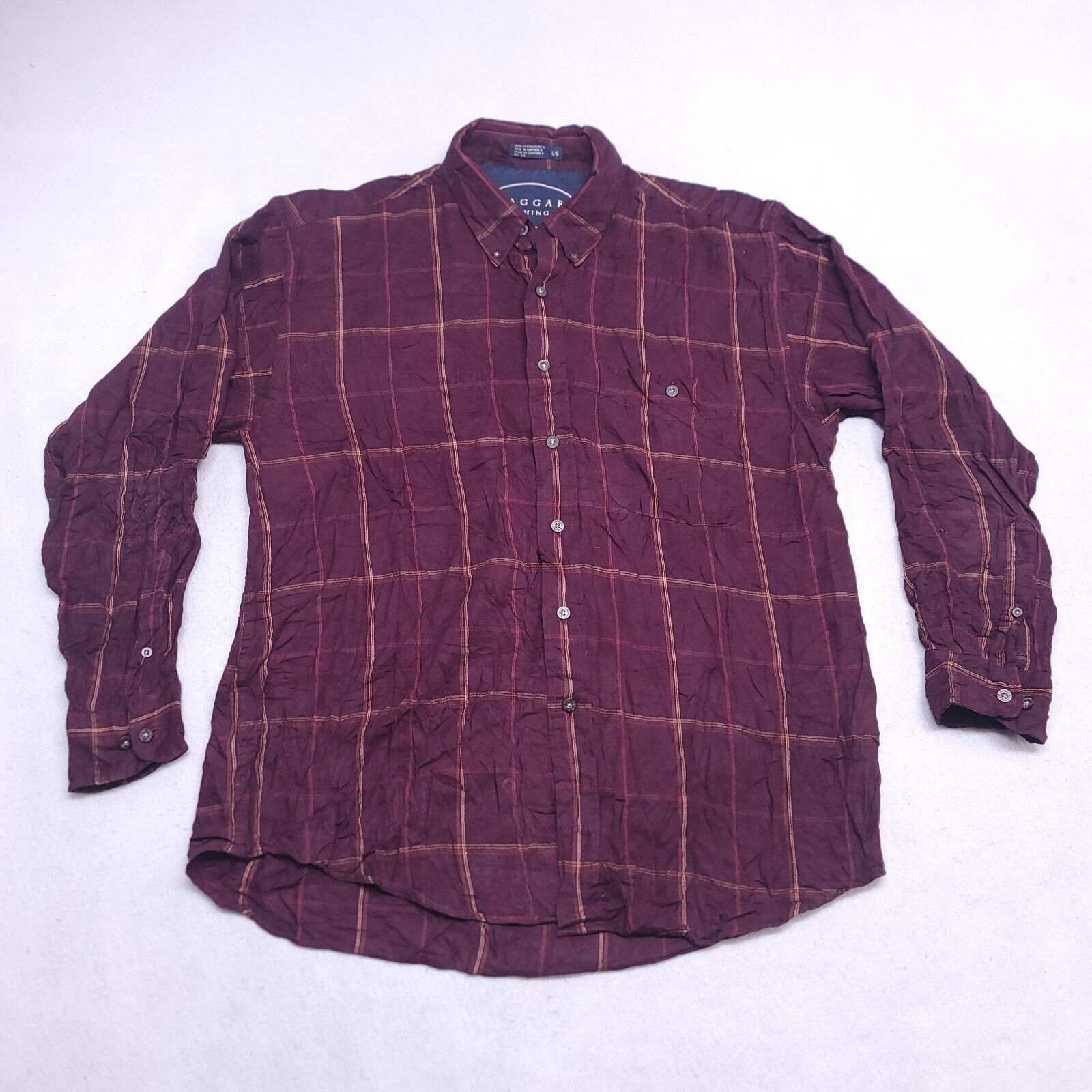 Haggar Haggar Windowpane Flannel Shirt Mens Size Large Maroon Brown Size US L / EU 52-54 / 3 - 2 Thumbnail