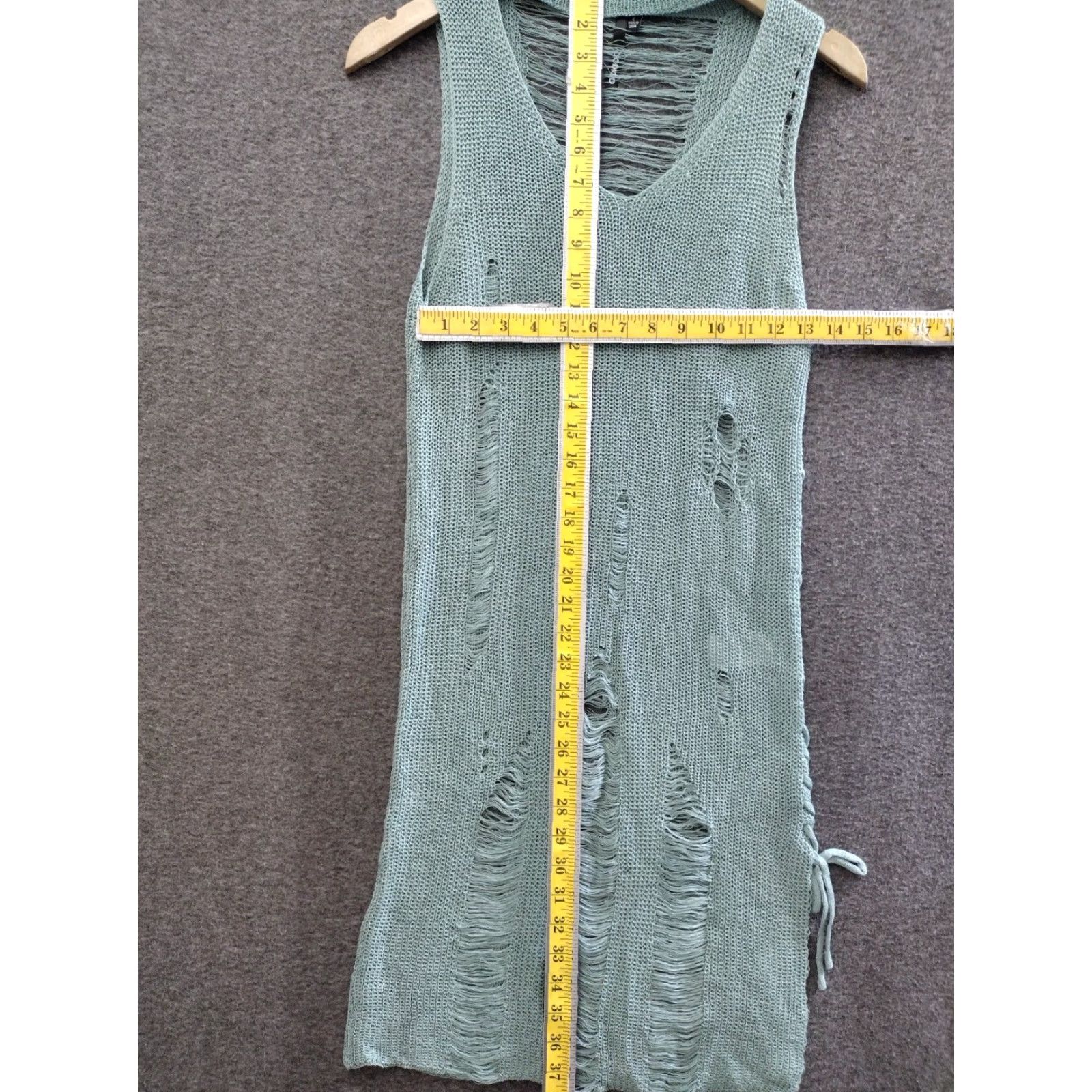 Vintage Codigo Women's Dress Sleeveless Light Green L V-Neck Crochet Short Bodycon - 90s Sexy ANGEL Inspired? Size 36" / US 14 / IT 50 - 4 Thumbnail