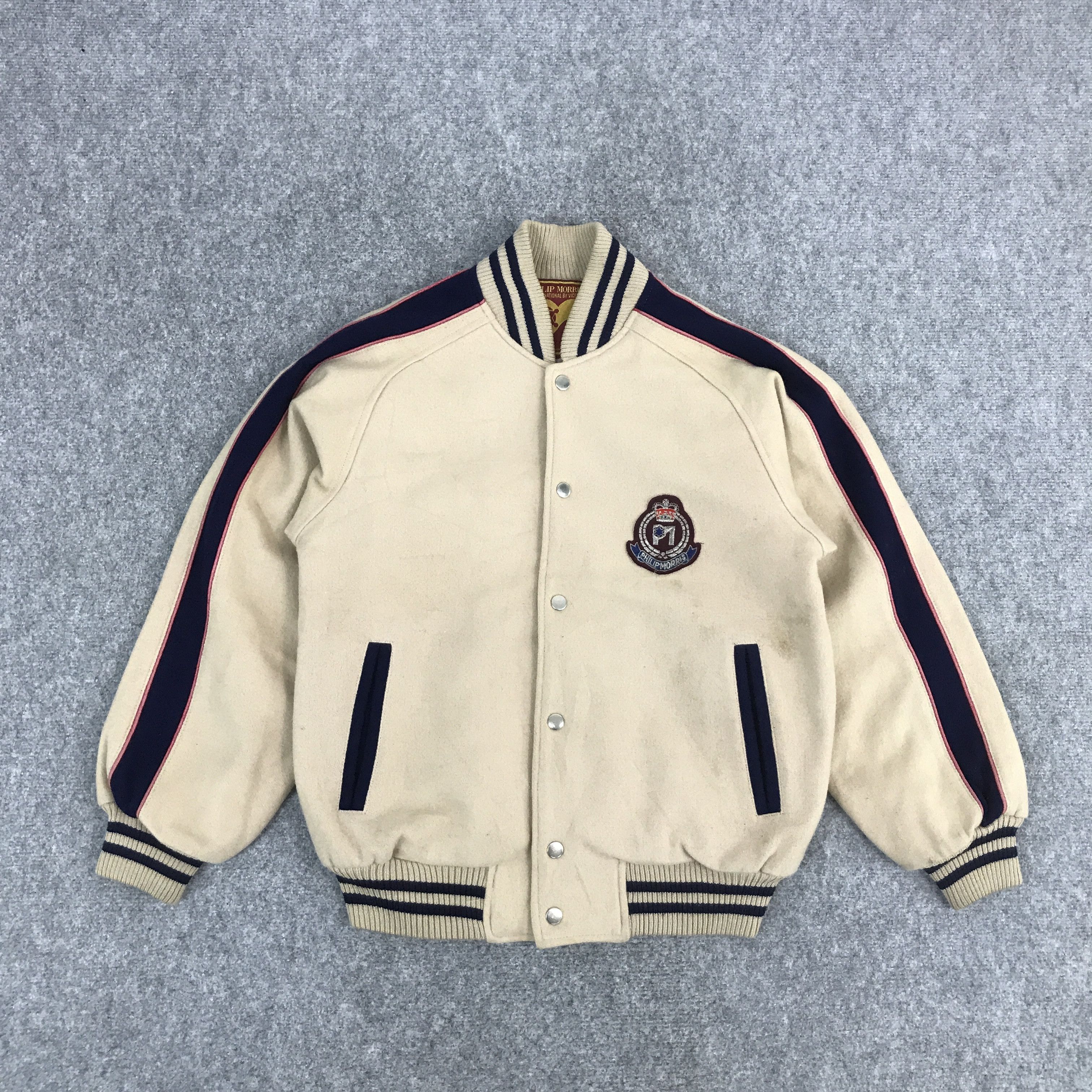Japanese Brand PHILIP MORRIS JAPAN VARSITY SNAP BUTTON JACKET Size US L / EU 52-54 / 3 - 1 Thumbnail