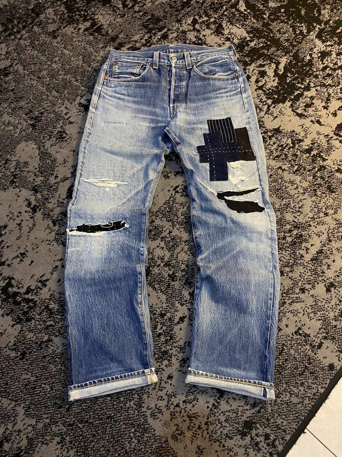 Junya Watanabe × Levi's Levi’s 501 XX Big E Sashiko Patchwork Selvedge Denim 🔥 Size US 32 / EU 48 - 1 Thumbnail