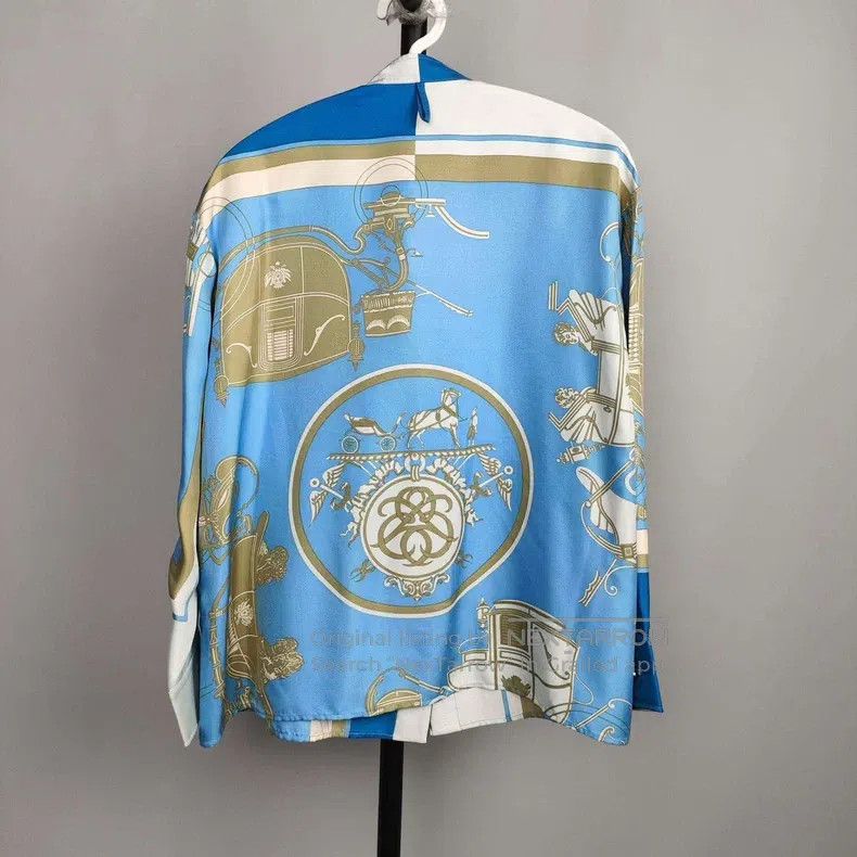 Hermes Hermes Blue silk shirt for women Size XXS / US 00 / IT 34 - 2 Thumbnail