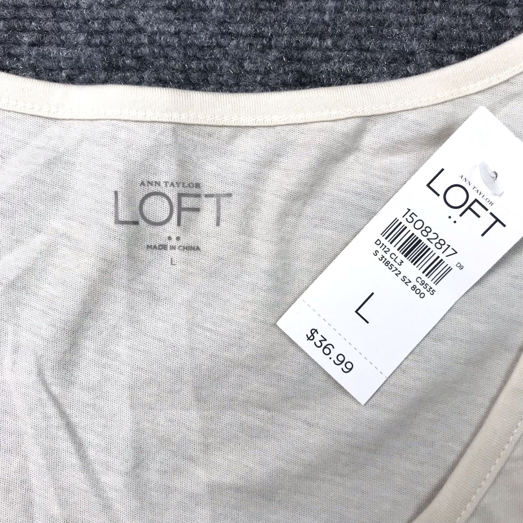 Ann Taylor NWT Ann Taylor Loft Stylish Sequenced Beige Gray Shirt Women’s Large 3/4 Sleeve Size L / US 10 / IT 46 - 2 Thumbnail