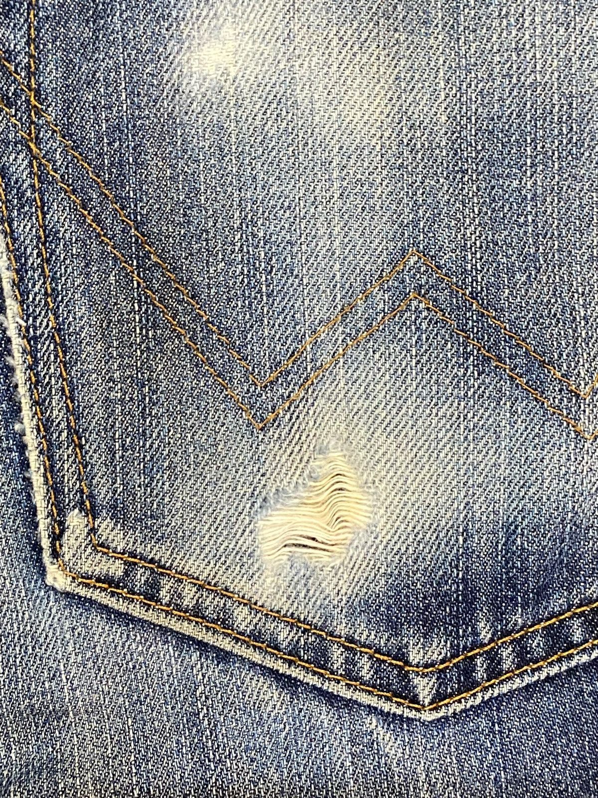 Edwin Vintage Japanese Edwin 403 Blue Wash Distressed Loose Jeans Size US 34 / EU 50 - 13 Thumbnail