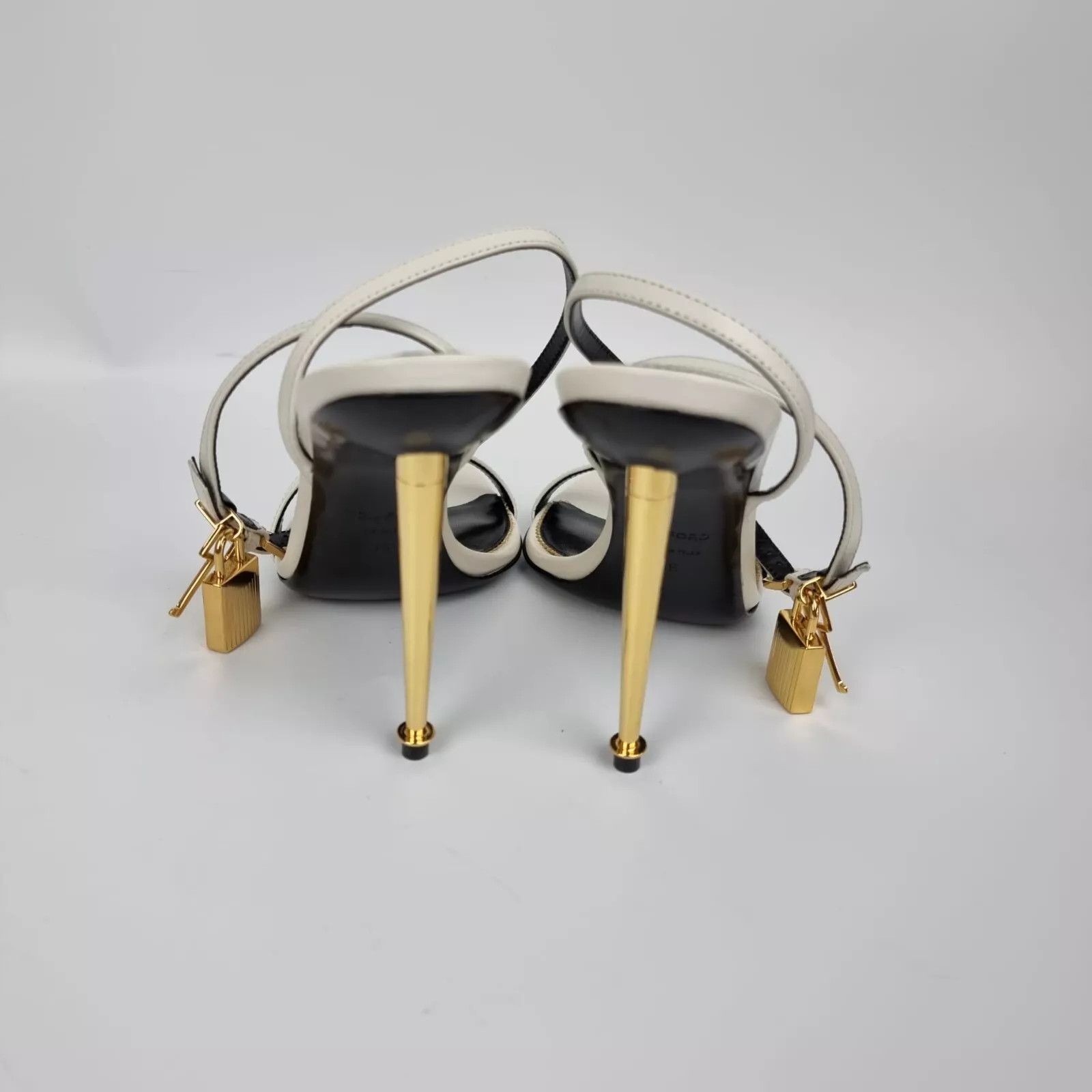 Tom Ford TOM FORD Padlock White Pointy 105mm Leather Sandals Size US 11 / IT 41 - 7 Thumbnail