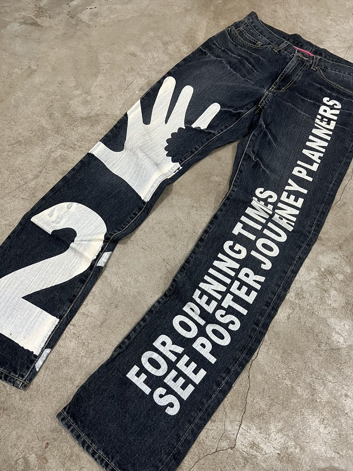 Designer × Japanese Brand × PPFM Rare! PPFM Test Print Underground Denim Pants Size US 32 / EU 48 - 2 Thumbnail