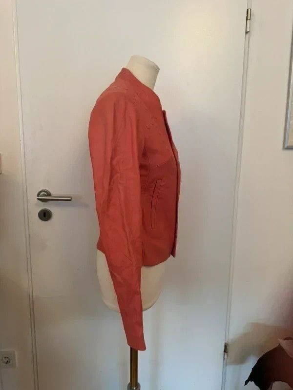 Diesel Women’s DIESEL Leather Jacket in a Vibrant Coral - S. M Size M / US 6-8 / IT 42-44 - 3 Thumbnail