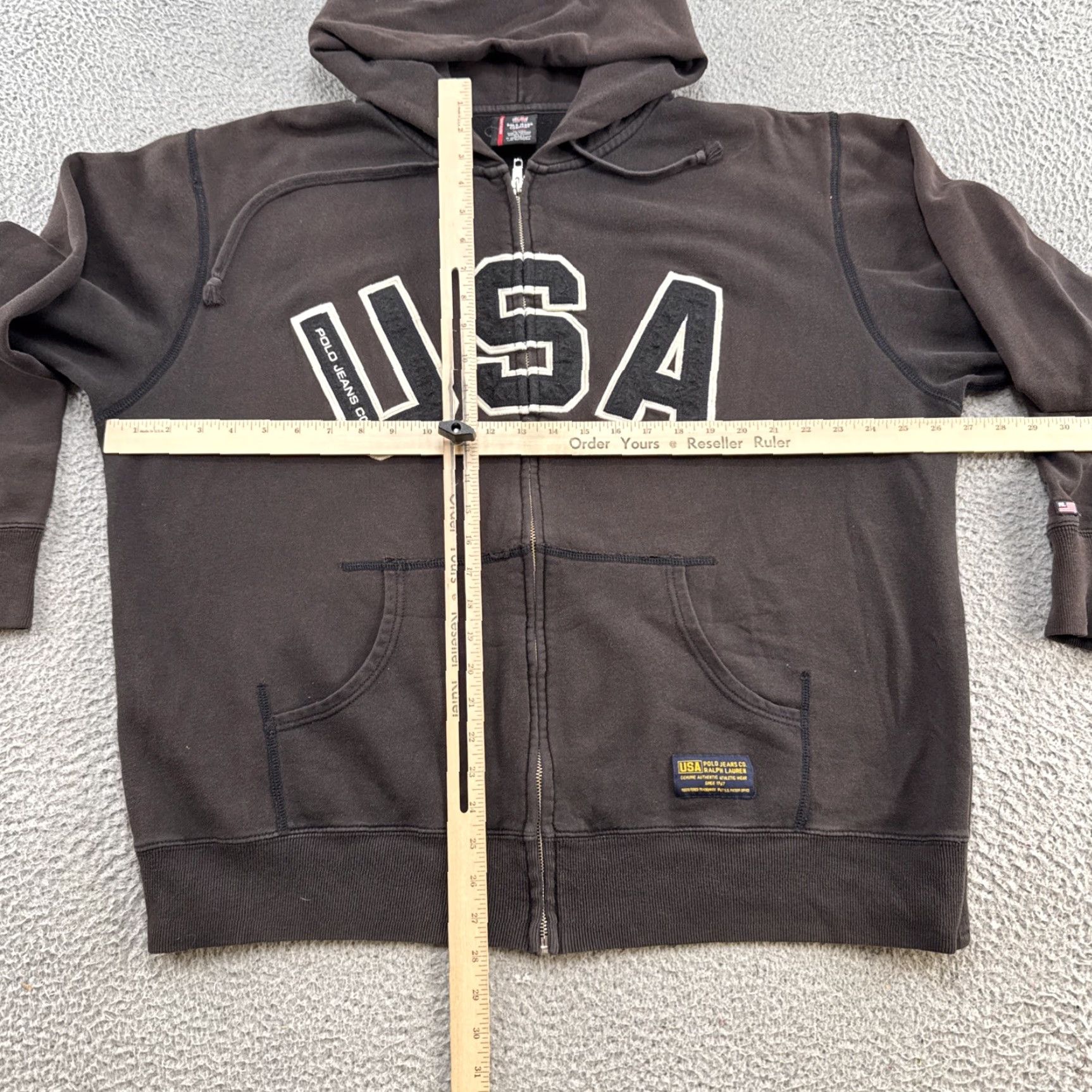 Polo Ralph Lauren Vtg Polo Ralph Lauren USA Embroidered Mens XL Faded Black Full Zip Hoodie Pocket Hooded Size US XL / EU 56 / 4 - 6 Thumbnail
