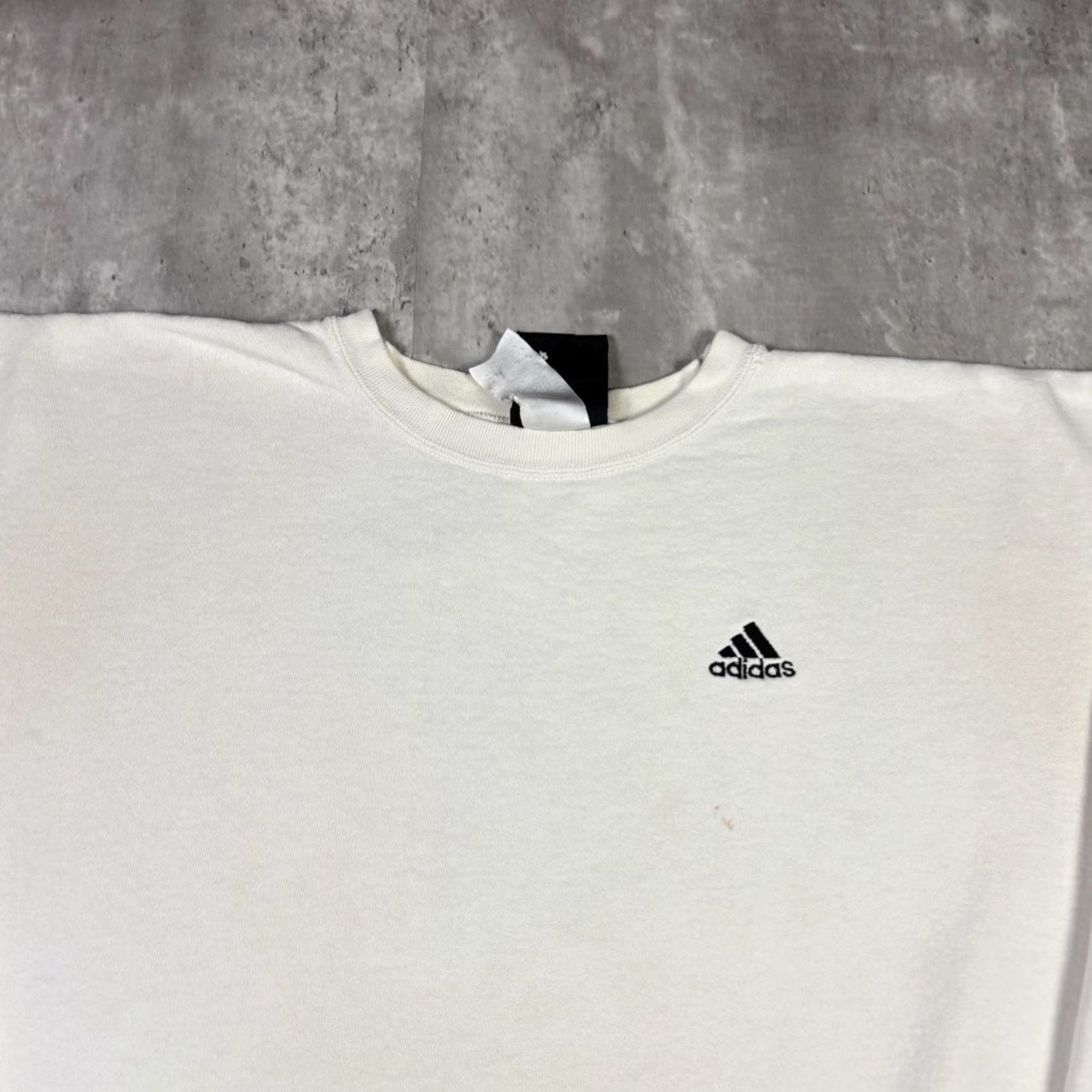 Adidas VINTAGE Adidas Embroidered Sweatshirt White XL 90s Men Pullover Cotton Fleece Embroidered Blue Door: 90s, Adidas Originals, Sweatshirt, Mens Size US XL / EU 56 / 4 - 6 Thumbnail