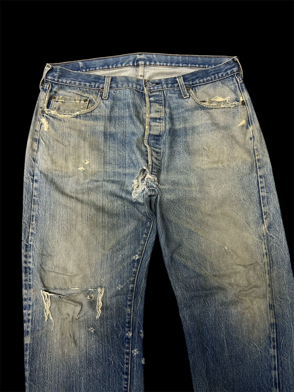 Levi's Vintage Clothing VINTAGE 501 REDLINE (RINDEM) RIPPED DISTRESSED DENIM PANT Size US 38 / EU 54 - 2 Thumbnail