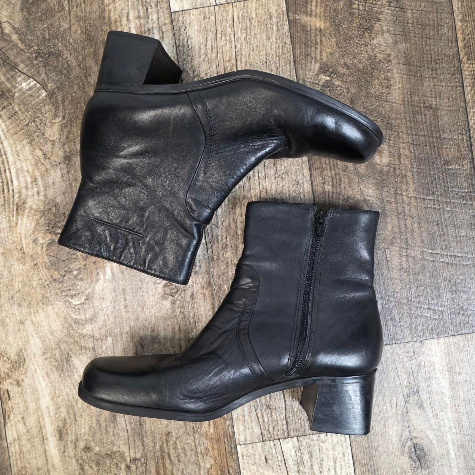 Vintage Vintage 90s Black Boots Leather Block Heel Women's 10 Size US 10 / IT 40 - 3 Thumbnail