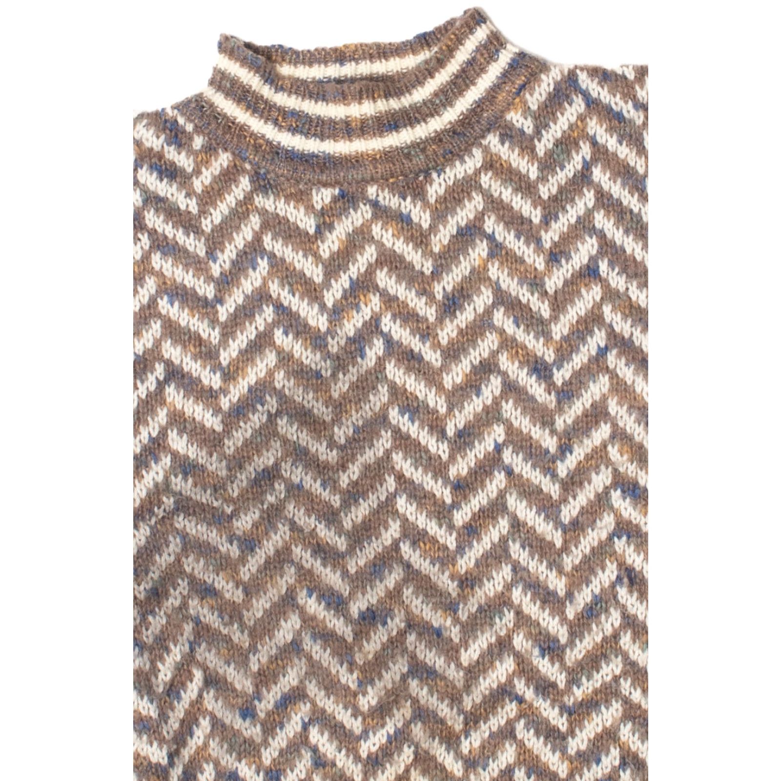 Vintage Vintage Geometric Mock Neck Sweater Medium Light Brown Retro Knit 1980s Mens Womens Ragstock Vintage Clothing Size M / US 6-8 / IT 42-44 - 2 Thumbnail