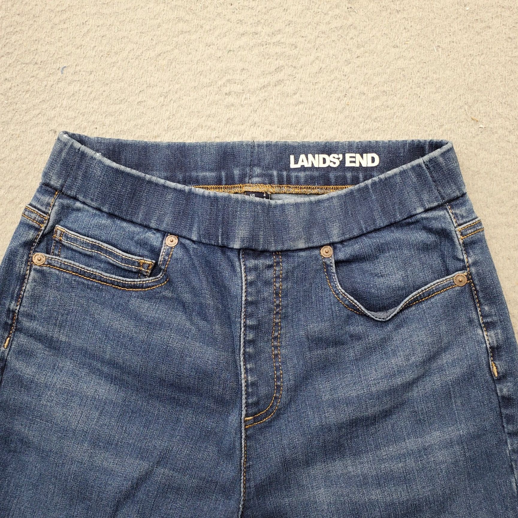 Lands' End Lands' End Jeans Women Size 4 Blue Denim Solid Stretch Cotton Skinny Leg Pull On Womens Size 4 Blue Denim Skinny Jeans Size 27" / US 4 / IT 40 - 5 Thumbnail