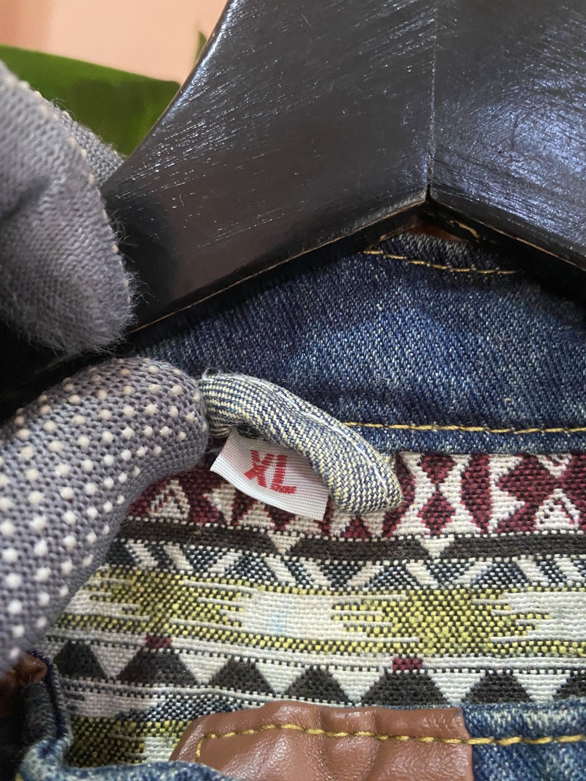 Other Vintage denim biker-style zip jacket with brown leather trim Size US M / EU 48-50 / 2 - 6 Thumbnail