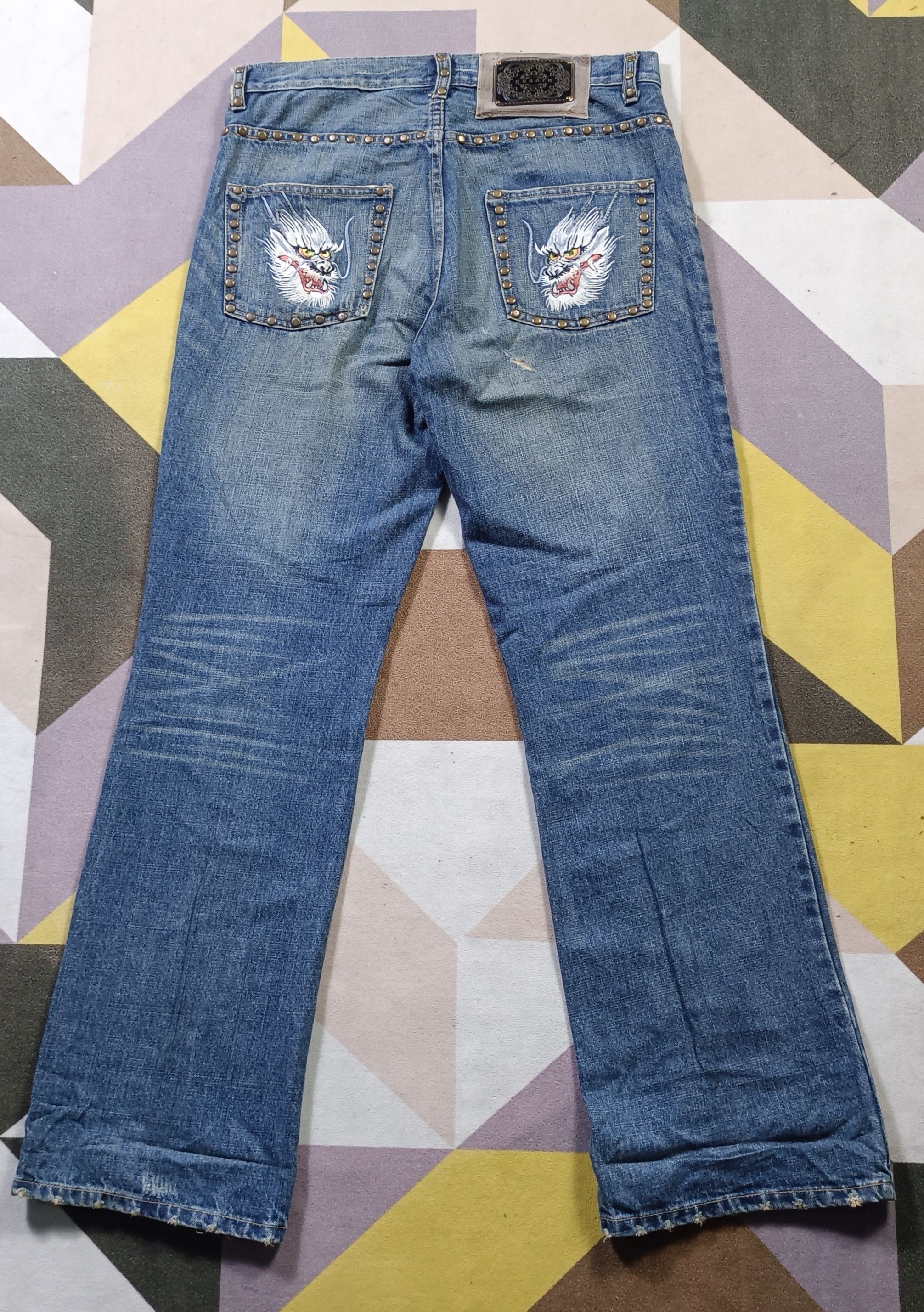 JNCO × Japanese Brand × Le Grande Bleu (L.G.B.) Vintage💥 Quadro Sarhan embroidered dragon Size US 34 / EU 50 - 1 Thumbnail