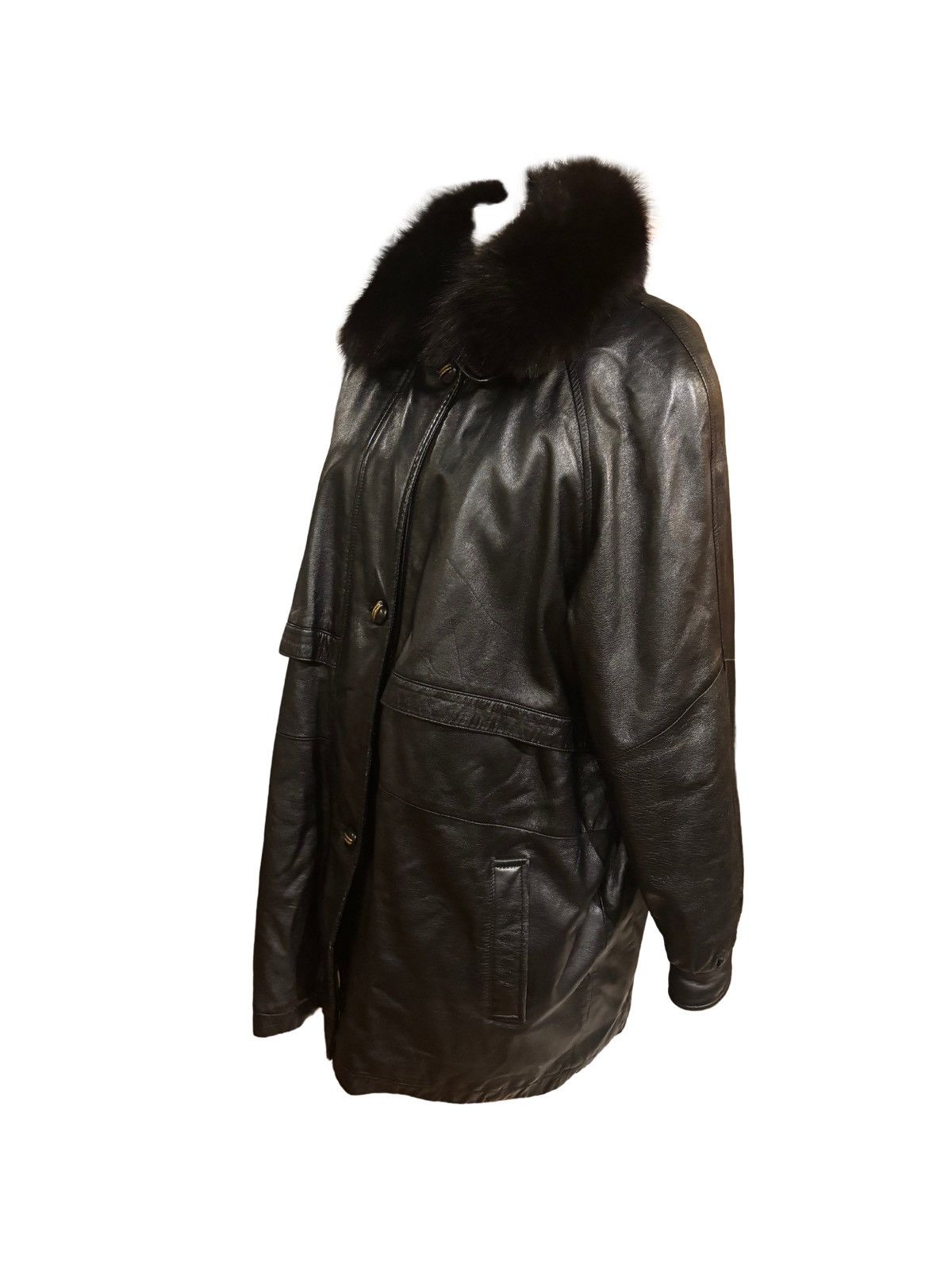 Nina Ricci Women’s black leather Jacket with fur collar Size XXL / US 16-18 / IT 52-54 - 7 Thumbnail
