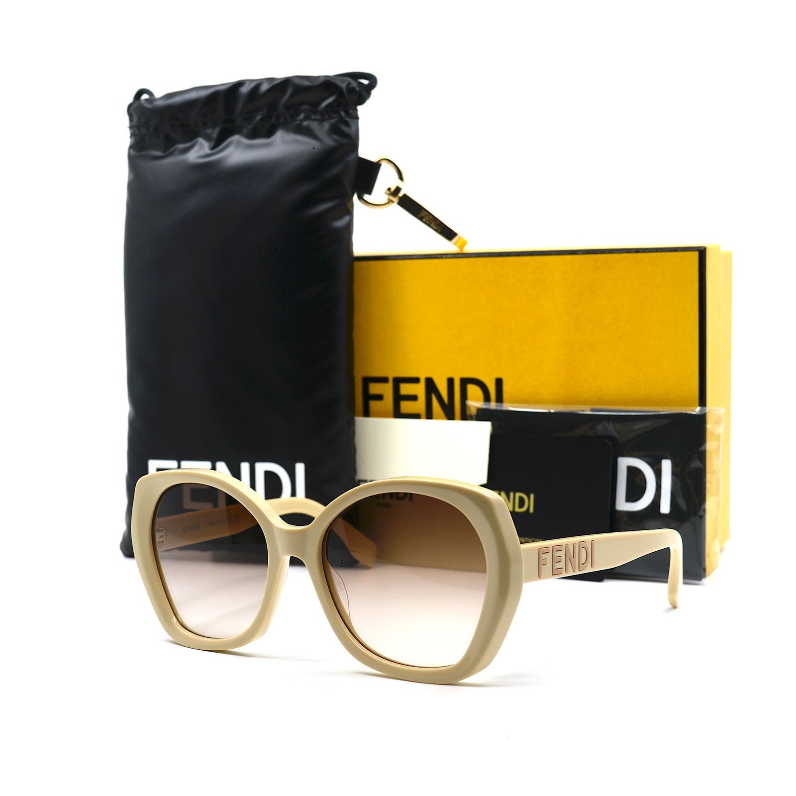 Fendi NEW FENDI FE40112I 57F SHINY BEIGE BROWN GRADIENT SUNGLASSES Size ONE SIZE - 1 Thumbnail