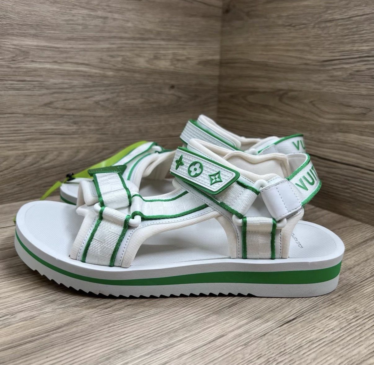 Louis Vuitton LV Panama White & Green Damier Sandals J41 Size US 8 / EU 41 - 1 Thumbnail