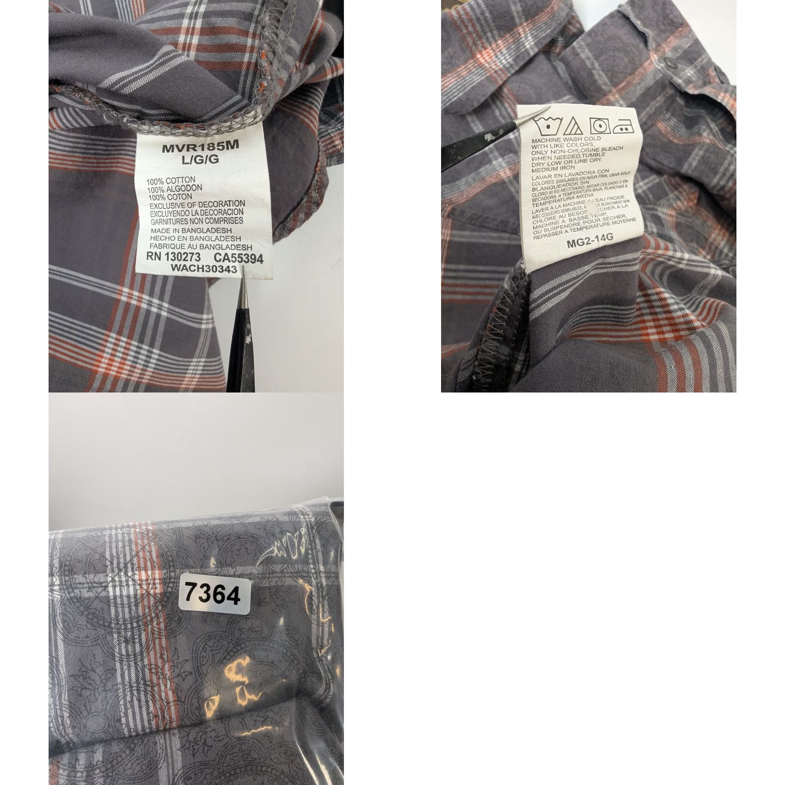 Wrangler Wrangler Retro Western Pearl Snap Long Sleeve Premium Shirt MVR185M Big & Tall Gray Cotton Button-Up Plaid Cowboy Western Mens Clothing Size US L / EU 52-54 / 3 - 9 Thumbnail