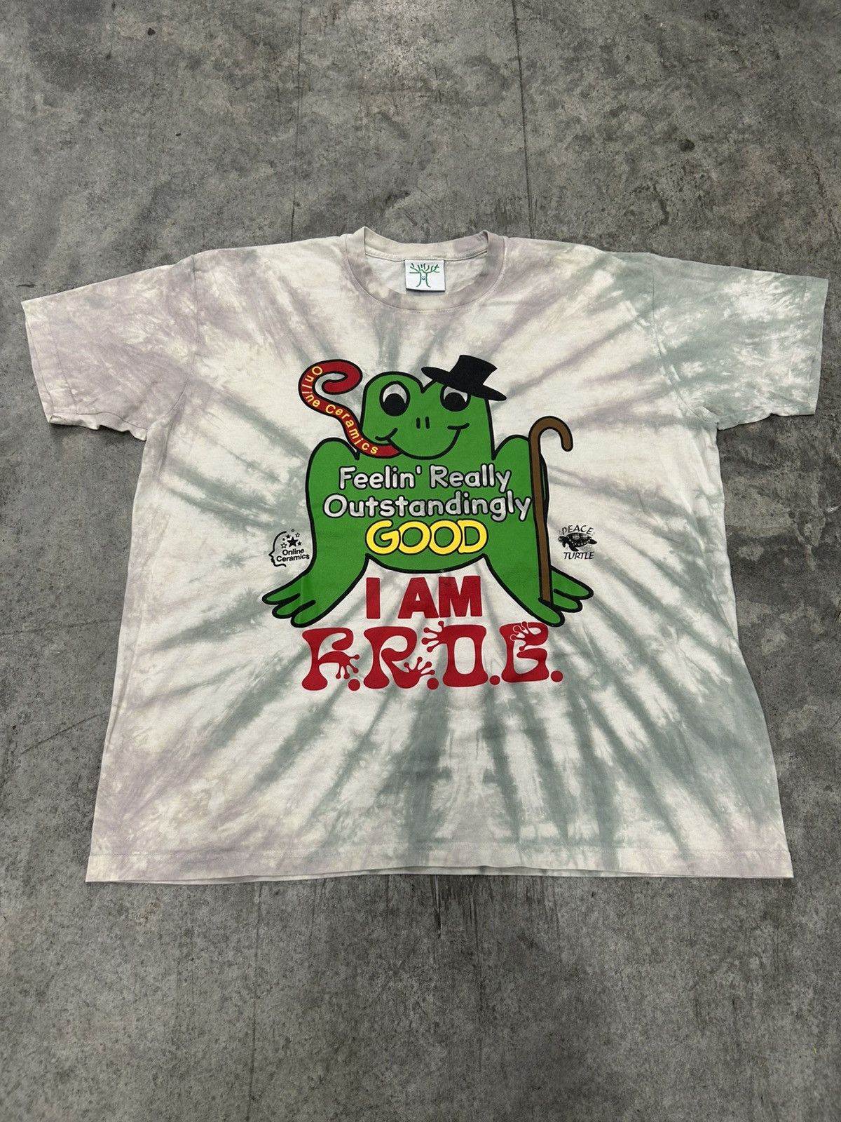 Online ceramics tie dye t shirt I AM FROG