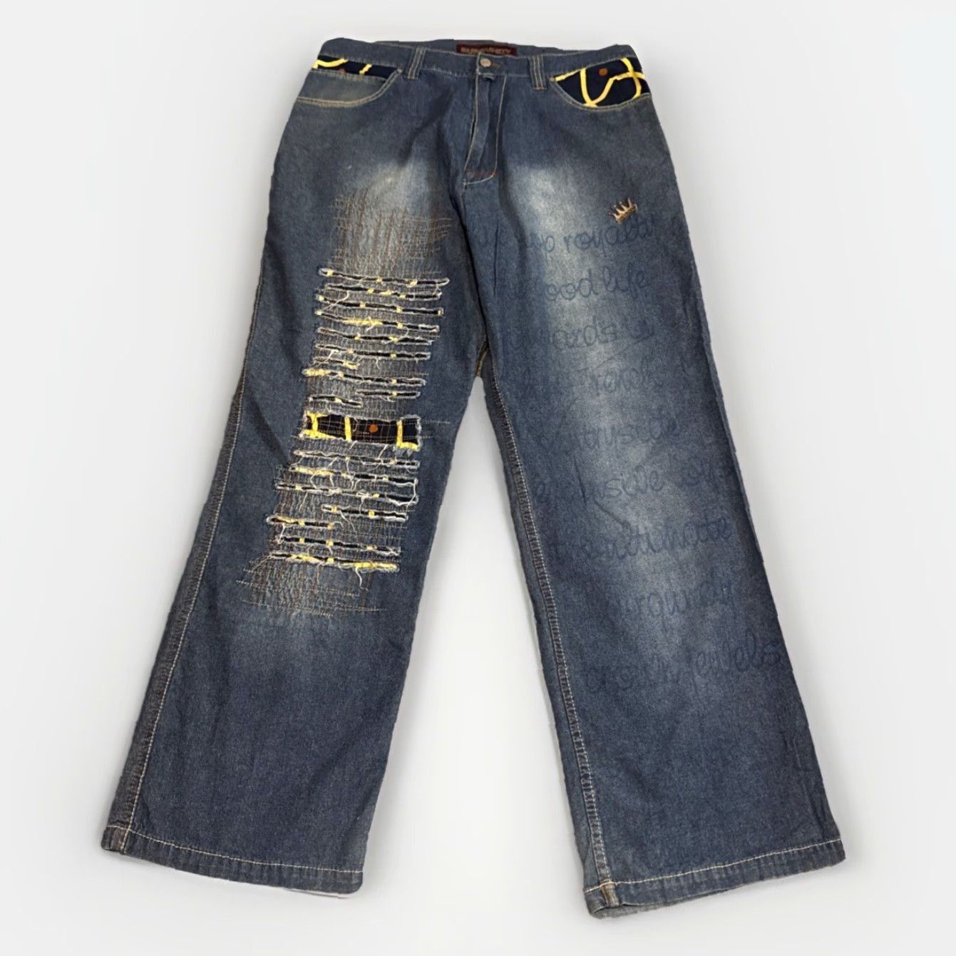 J Brand VINTAGE Y2K Burgundy Brand Baggy Hip Hop Embroidered Jeans 38x34 Men Red Wide-Leg Style Size US 38 / EU 54 - 2 Thumbnail