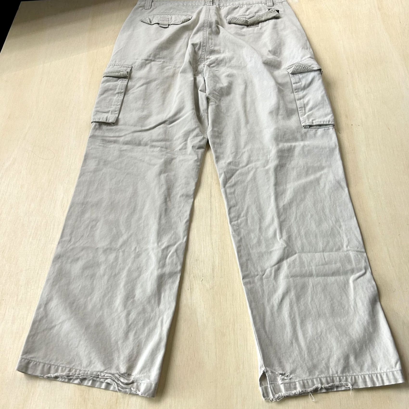 Vintage PLUGG Cargo Pants Mens 36x34 Beige Canvas Relaxed Fit Casual Utility Pockets Size US 36 / EU 52 - 3 Thumbnail