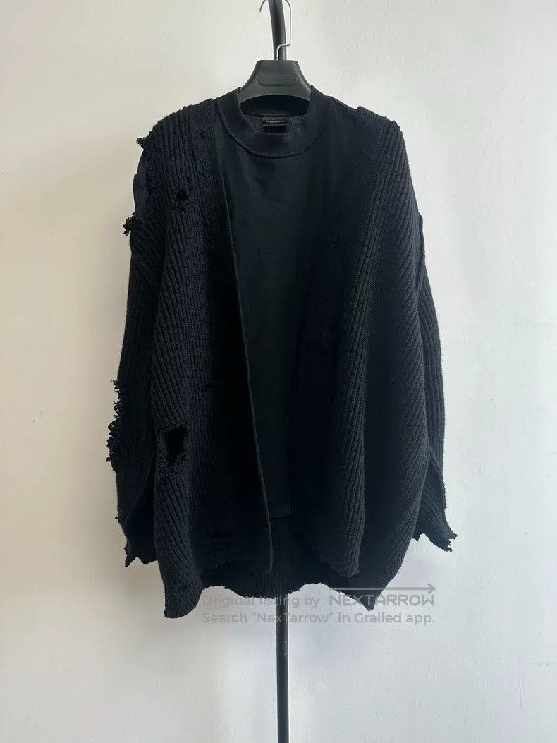 Balenciaga Balenciaga Pullover Knitted Sweater Fake Two-Piece Black Size US M / EU 48-50 / 2 - 1 Thumbnail