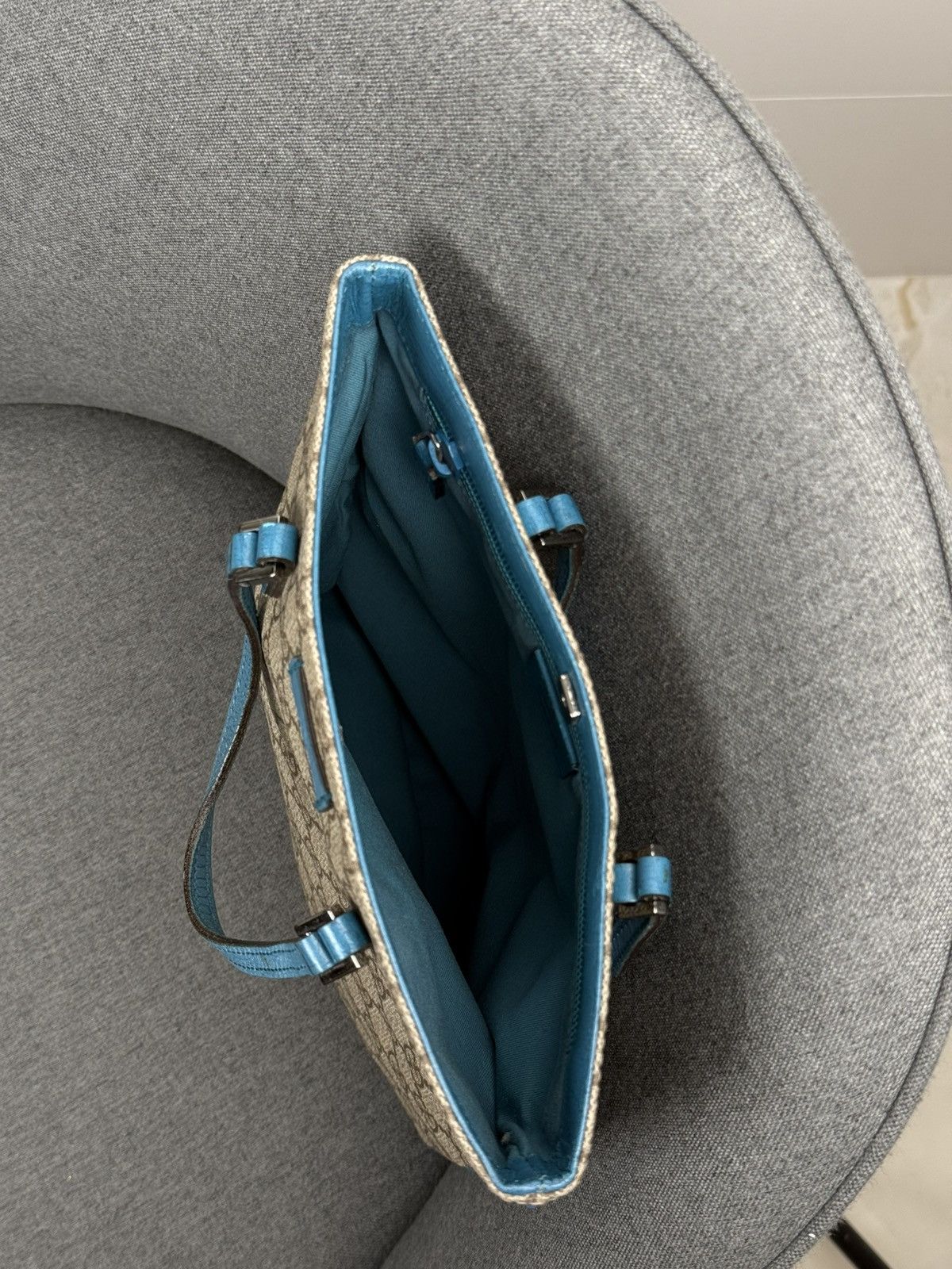Gucci GUCCI Leather Tote Bag GG Pattern Blue women Handbag Size ONE SIZE - 5 Thumbnail