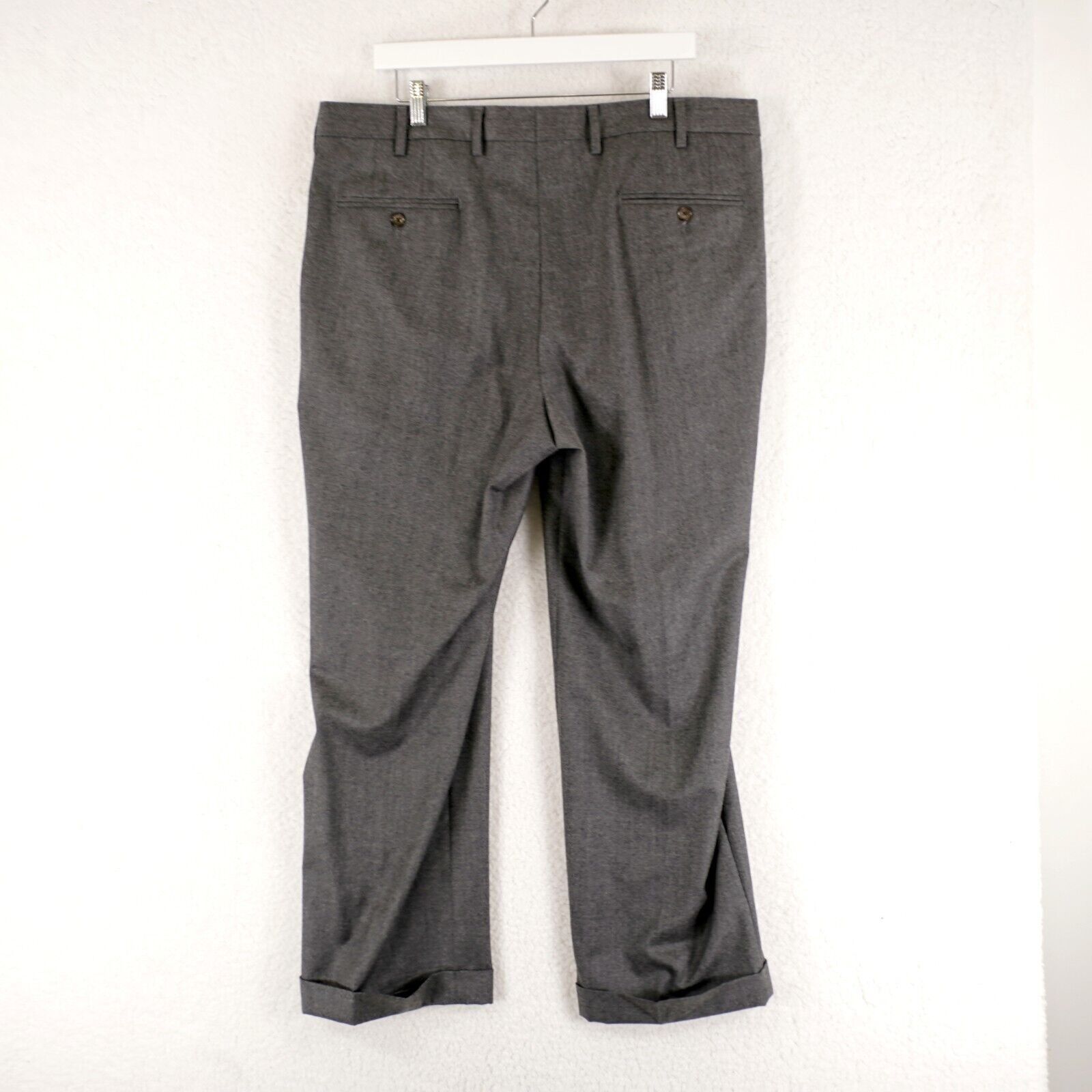 Berle Berle Flannel Wool Gray Flat Front Cuffed High Rise Lined Dr Size 40R - 4 Thumbnail