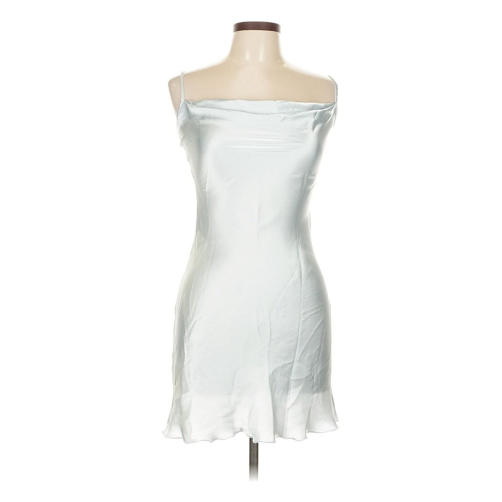 Bebe Bebe light blue White Satin Draped Mini Dress Large Size L / US 10 / IT 46 - 2 Thumbnail