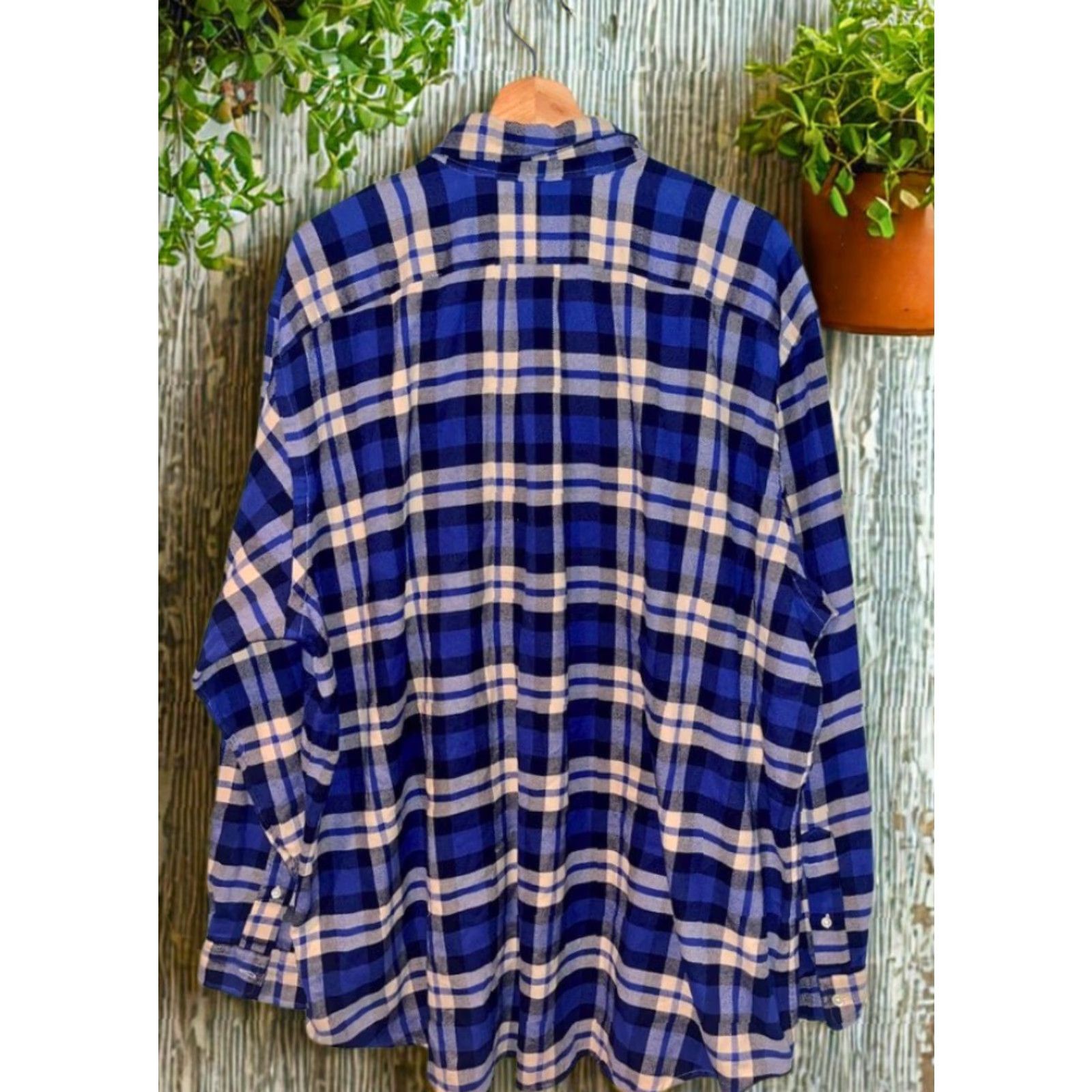 Polo Ralph Lauren Polo Ralph Lauren Button-Down Shirt Plaid Brushed Cotton Flannel 2XB Big & Tall Blue/Navy/Cream Plaid Classic Button Up Mens Size US XXL / EU 58 / 5 - 3 Thumbnail