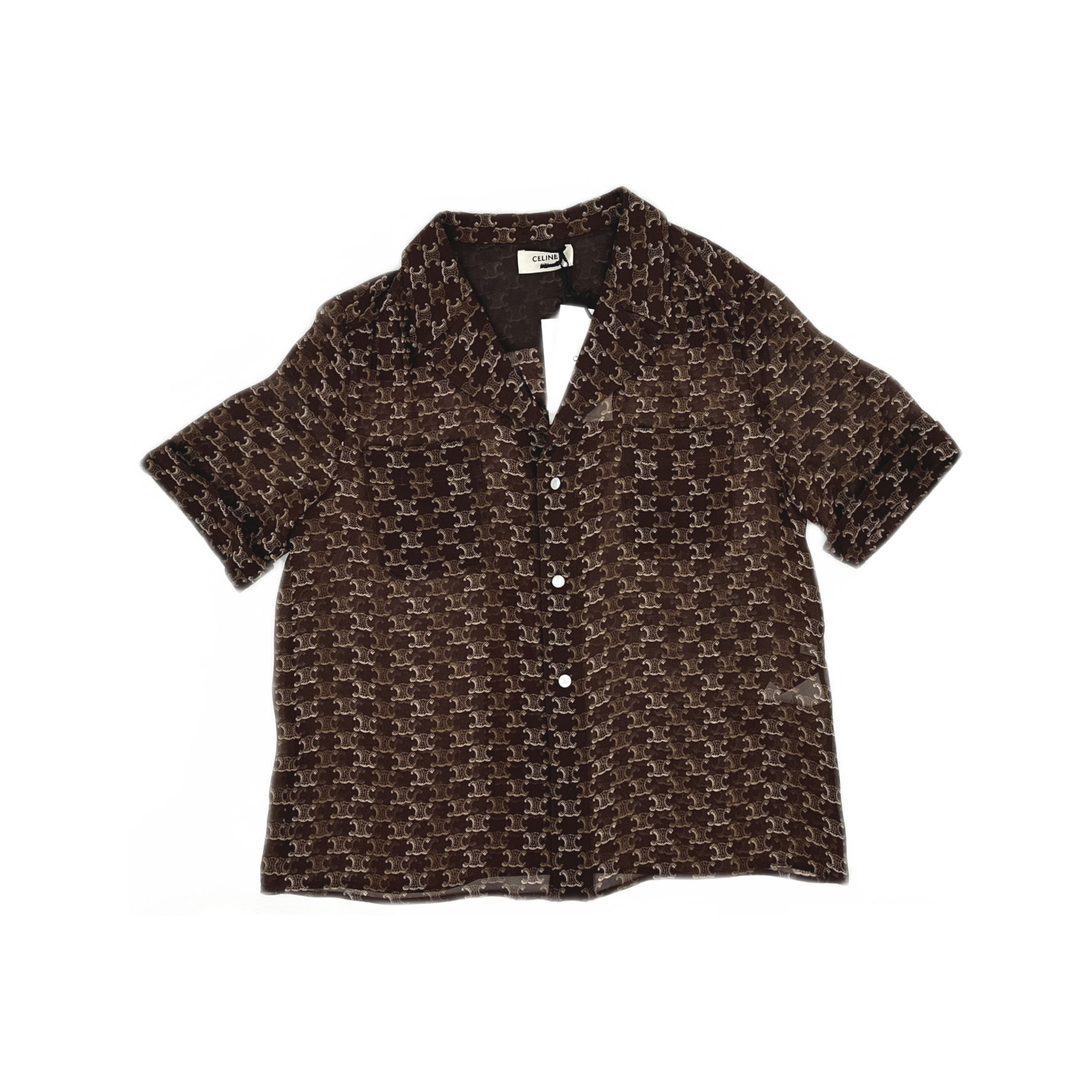 Celine CELINE Triomphe Print Silk Button Up Shirt Size 40 Size M / US 6-8 / IT 42-44 - 1 Thumbnail
