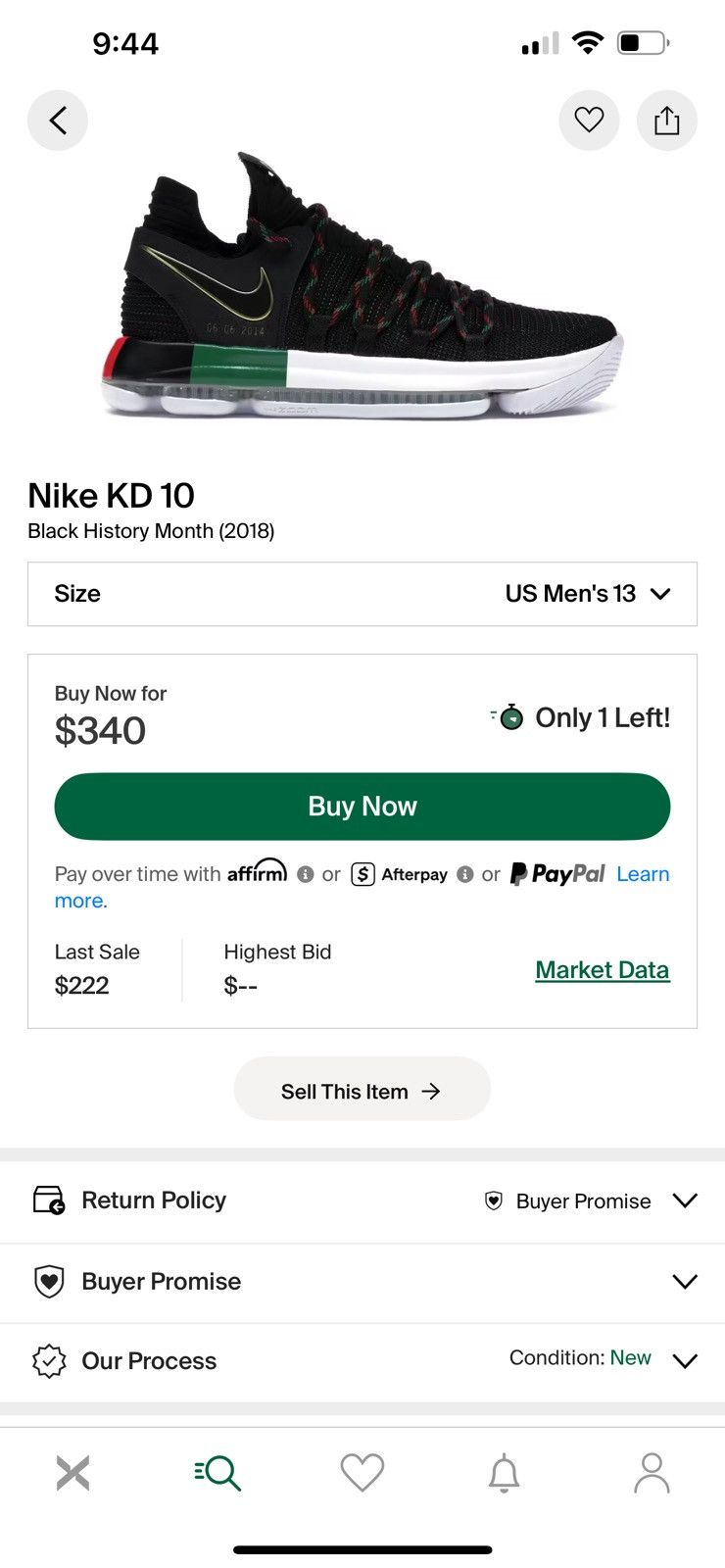 Nike KD 10 Black History Month Size US 13 / EU 46 - 8 Thumbnail
