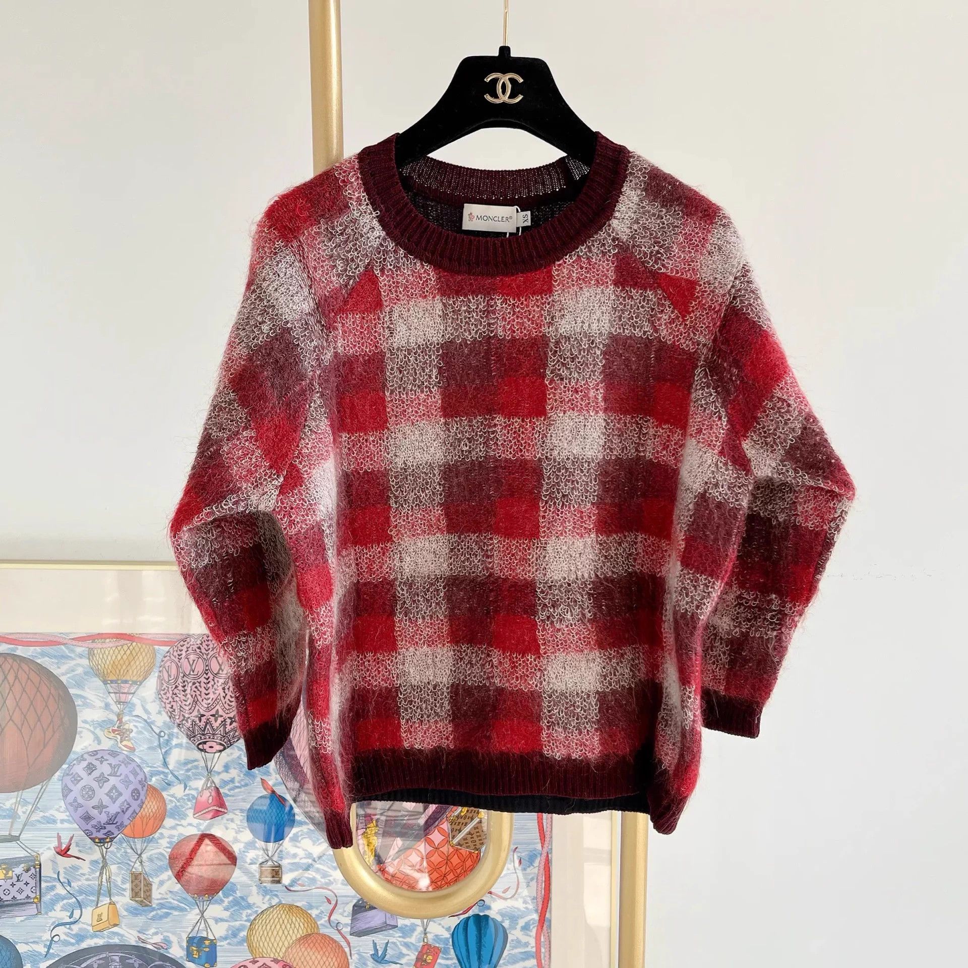 Moncler Moncler red check sweater XS Size XS / US 0-2 / IT 36-38 - 1 Thumbnail