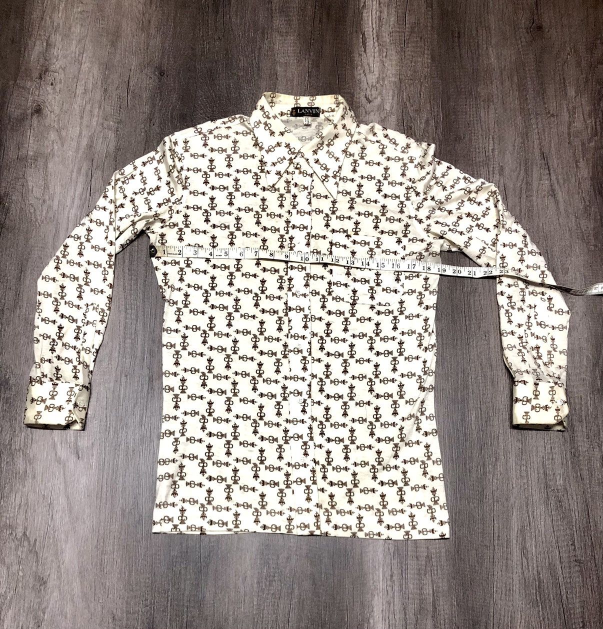Designer × Lanvin × Vintage Vintage Lanvin Paris Monogram Button Up Long Sleeve Shirt Size US S / EU 44-46 / 1 - 19 Thumbnail