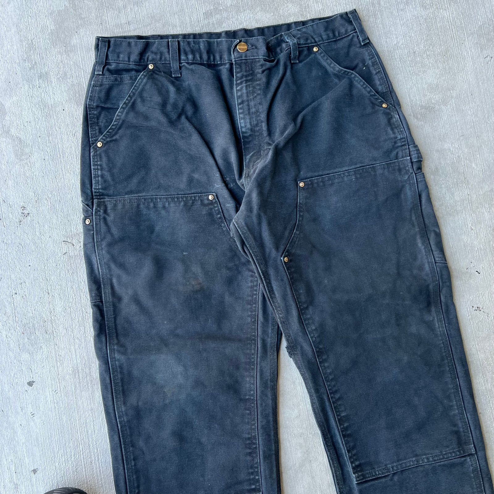 Carhartt × Vintage Carhartt faded black double knee work wear carpenter pants Size US 36 / EU 52 - 2 Thumbnail