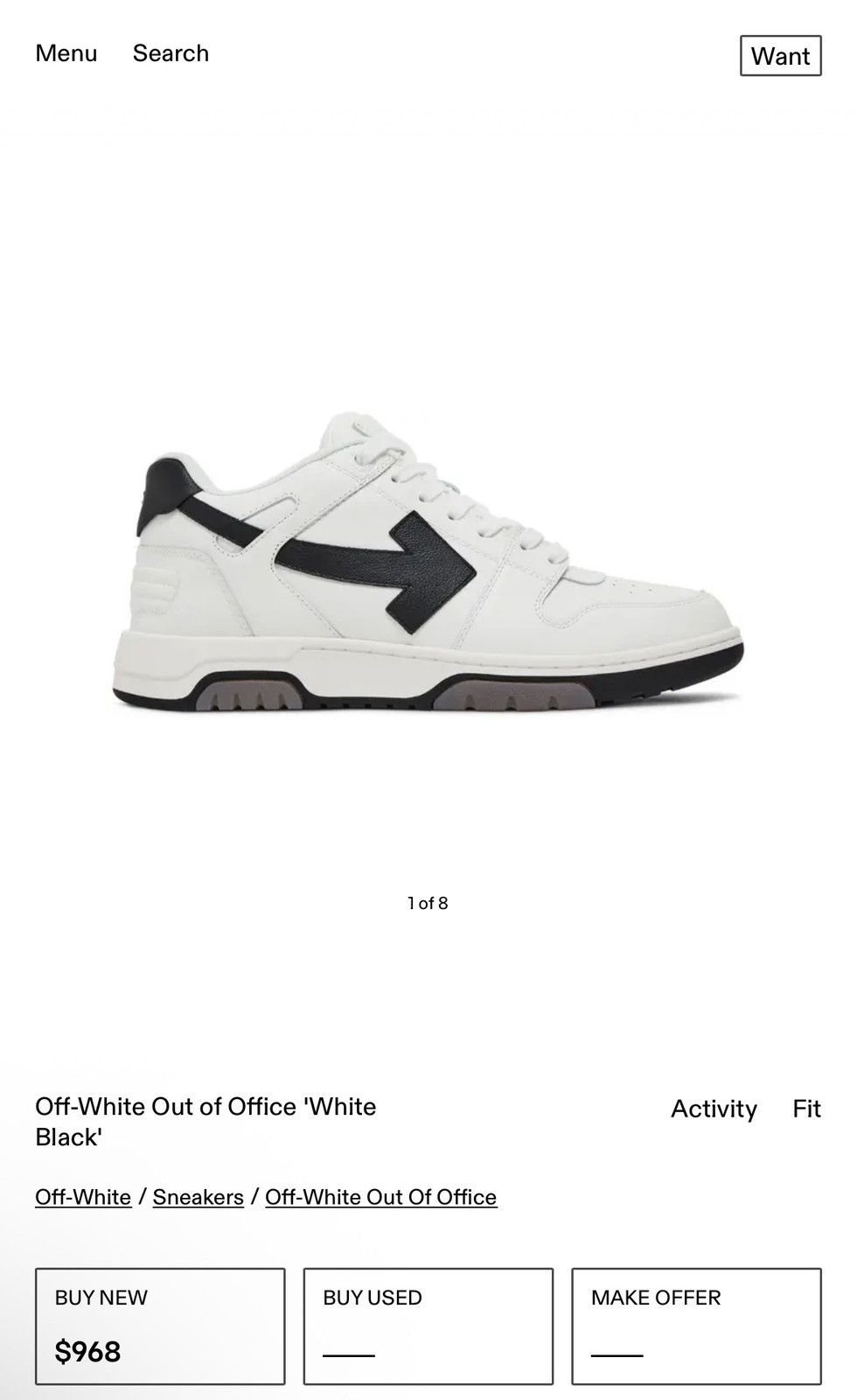 Off-White Off-White Out of Office 'White Black' Size US 11 / EU 44 - 3 Thumbnail