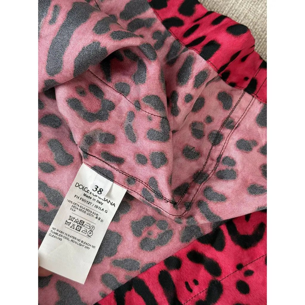 Dolce & Gabbana Dolce & Gabbana Fuchsia Leopard Silk Lounge Set IT38 Size 26" / US 2 / IT 38 - 6 Thumbnail