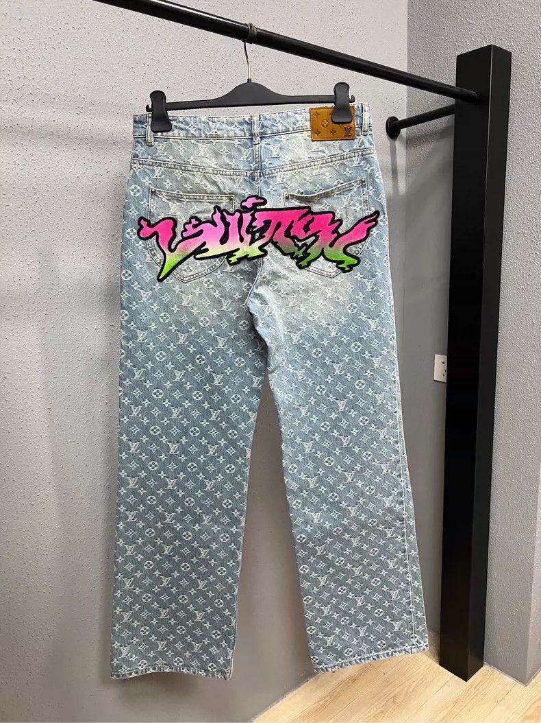 Louis Vuitton Louis Vuitton Flame Logo Denim Pants Size 30 -2505 Size US 30 / EU 46 - 2 Thumbnail