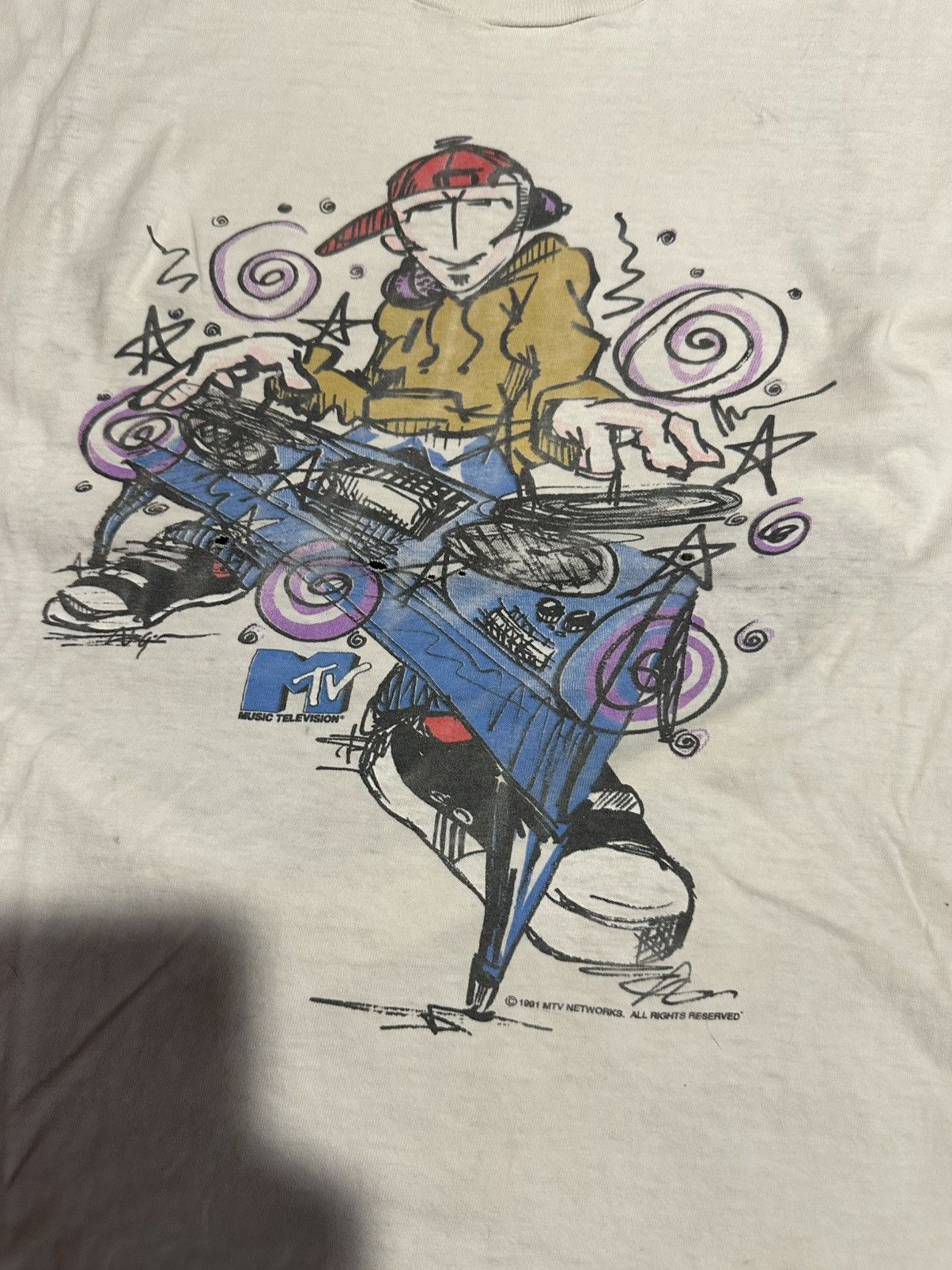 Vintage 1991 Vintage MTV DJ Tee Size US L / EU 52-54 / 3 - 3 Thumbnail