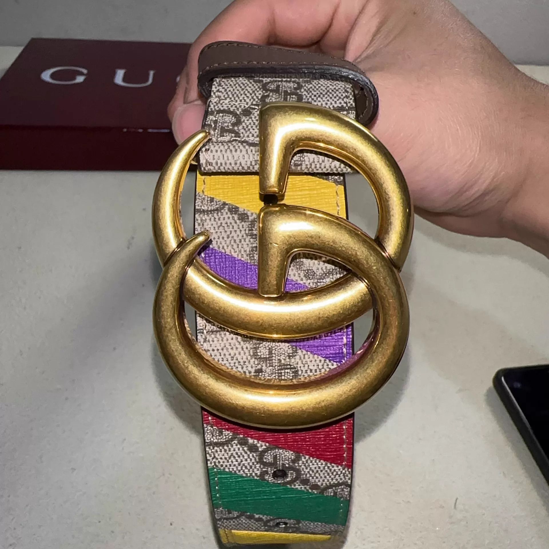 Gucci GUCCI GG Marmont Rainbow Belt Brown Size 80/85 Size ONE SIZE - 4 Thumbnail