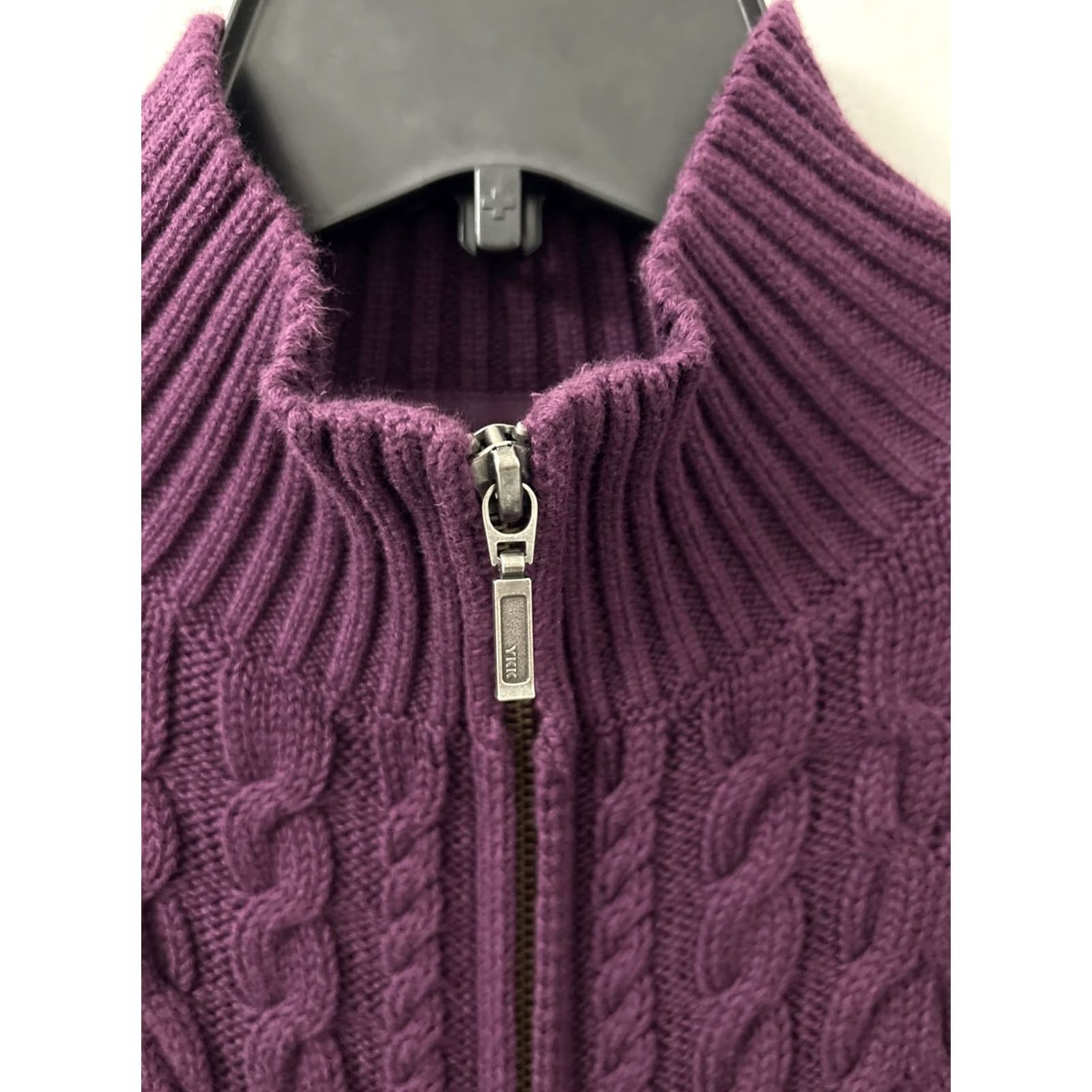Doublet LL Bean Double L Sweater Womens M Burgundy Red Cable Knit Full Zip Mock Neck Cardigan 100% Cotton Regular Size M Womens Color Red Size M / US 6-8 / IT 42-44 - 4 Thumbnail