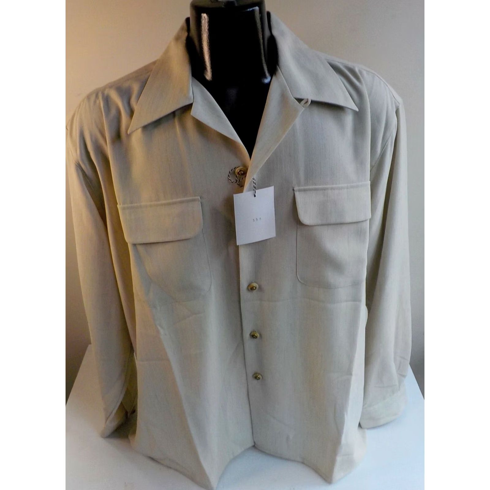 Vintage PRONTI Shirt Men XL Beige 2 Chest Pockets Point Collar Button-Front Micro Polyester NWT Size US XL / EU 56 / 4 - 2 Thumbnail