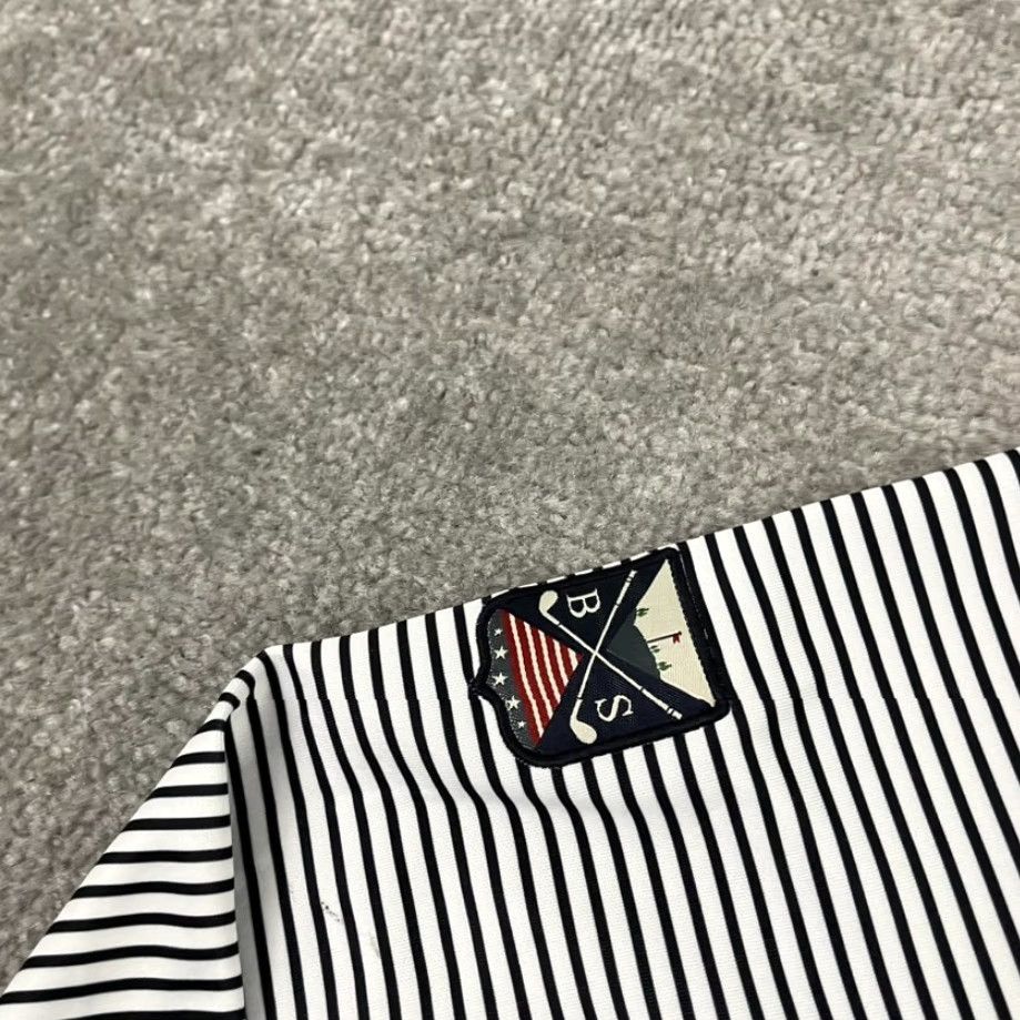 Vintage Boston Scott Golf Pullover Mens Large White Blue Striped Performance Stretch Shirt Size US L / EU 52-54 / 3 - 3 Thumbnail