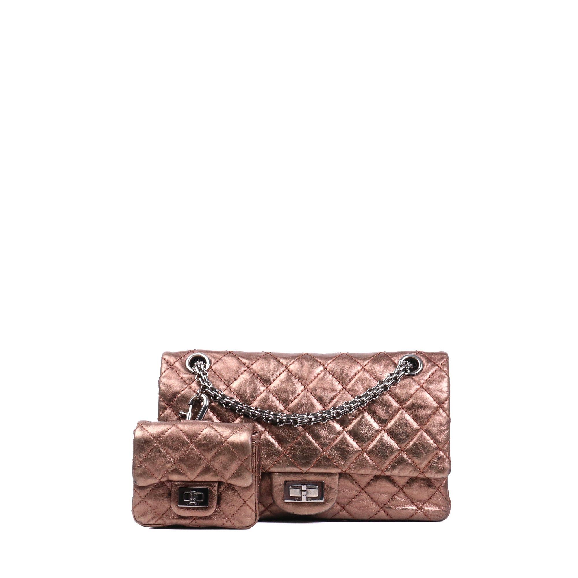 Chanel CHANEL - Chanel 2.55 Cargo small shoulder bag in bronze crinkled leather Size ONE SIZE - 1 Thumbnail