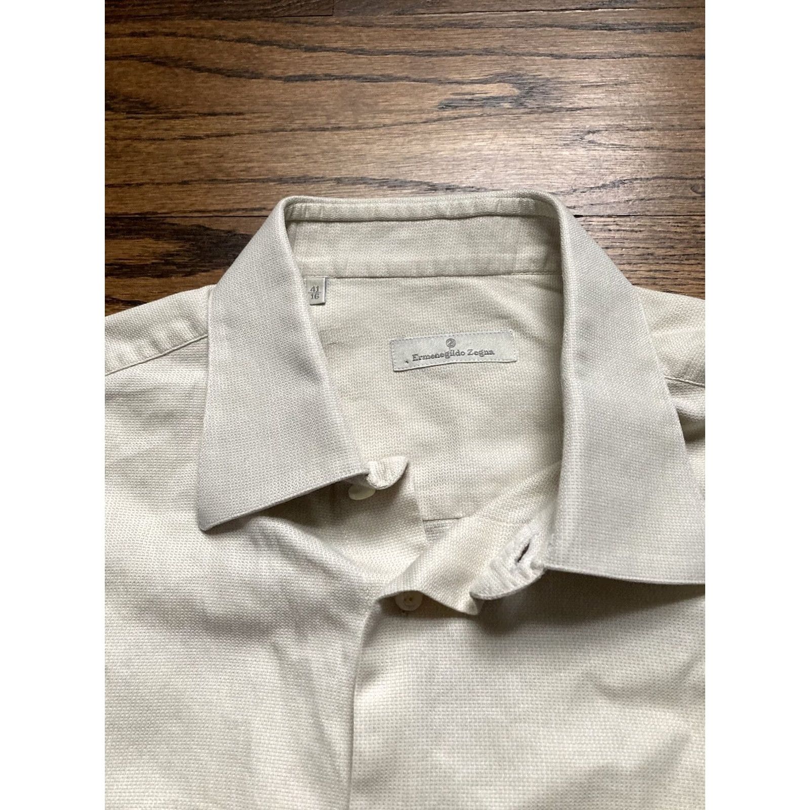 Ermenegildo Zegna Ermenegildo Zegna Shirt Mens Large Beige Long Sleeve Button Up 41/16 Casual Size US L / EU 52-54 / 3 - 5 Thumbnail