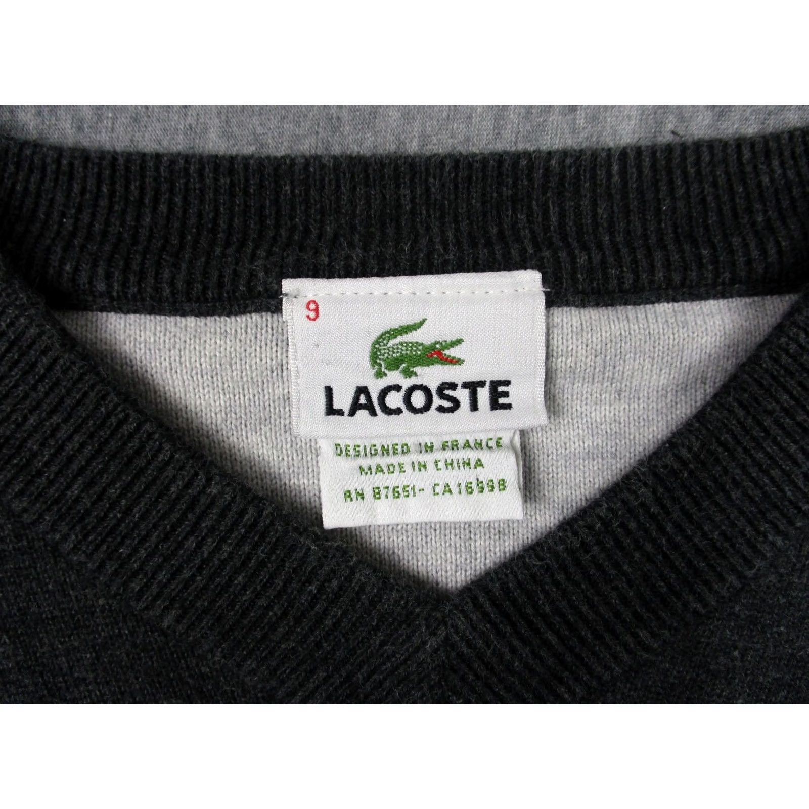 Lacoste Lacoste Mens Vest 3XL Gray Sleeveless V-Neck Cotton Knit Pullover Croc Big & Tall Size US XXL / EU 58 / 5 - 4 Thumbnail