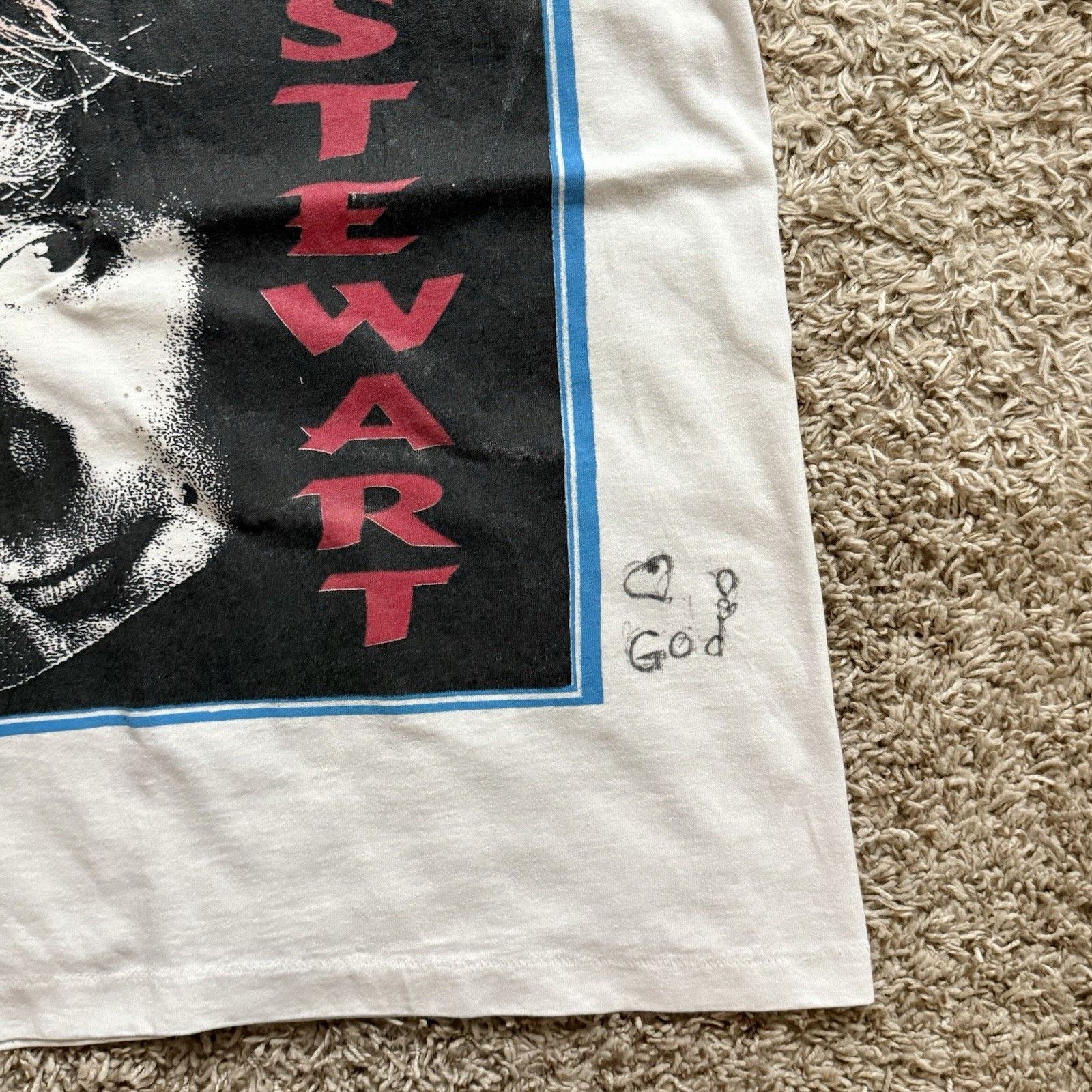 Vintage Vintage 1996 Rod Stewart World Tour White T-Shirt Distressed Size US L / EU 52-54 / 3 - 7 Thumbnail
